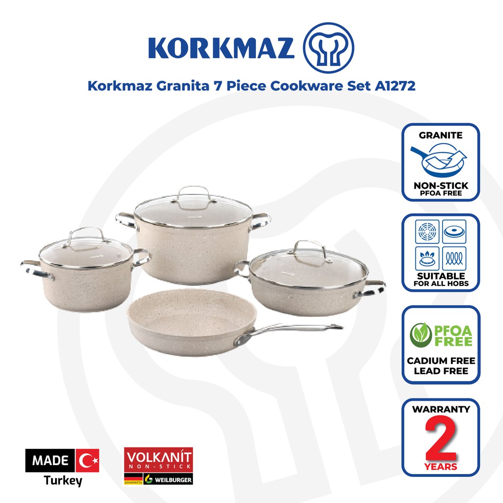 Korkmaz Kmz-Granita Alu 7 Pcs Cookware Set  20X10,5 Cm / 3.0 Lt   24X12,5 Cm / 5.0 Lt   26X7 Cm / 3.5 Lt   26X5 Cm / 2.5 Lt