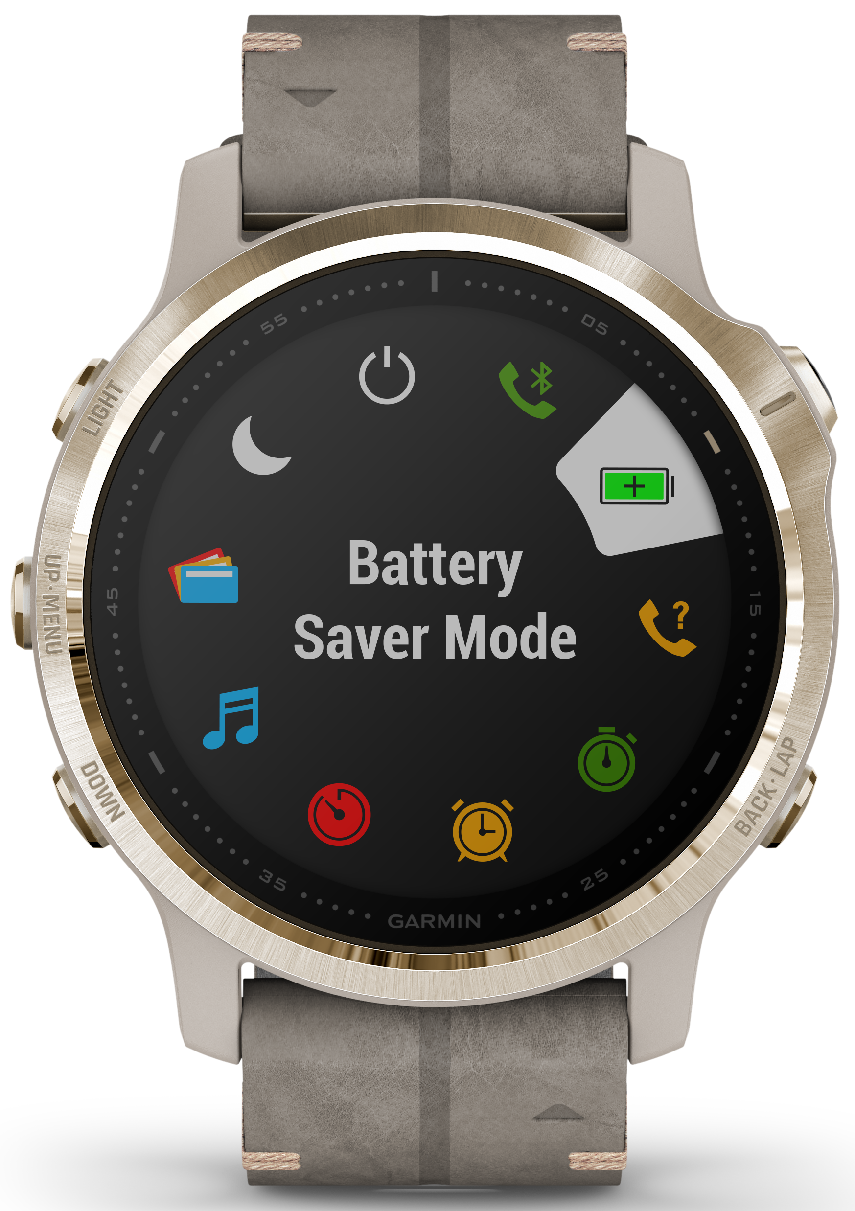 Garmin Fenix 6S Sapphire Lt-Gold W/Shale Suede Gps Watch Emea 010-02159-40