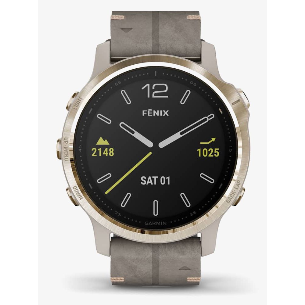 Garmin Fenix 6S Sapphire Lt-Gold W/Shale Suede Gps Watch Emea 010-02159-40