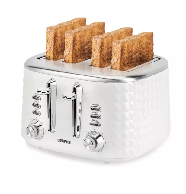 Geepas 4Slice Breadtoaster/Crumbtray/7Settig1X2