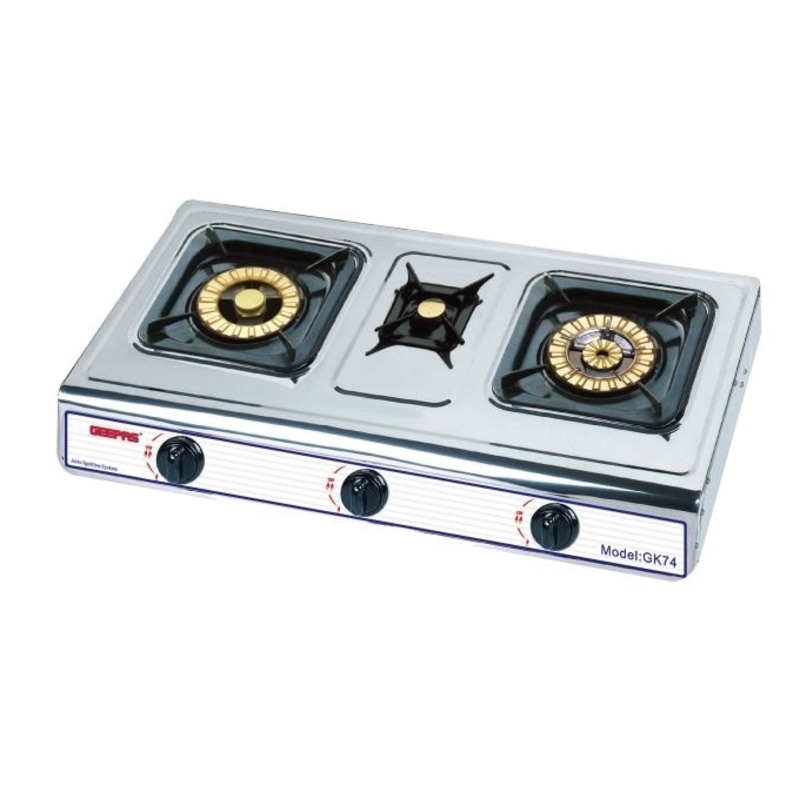 Geepas S/S 3 Gas Brnr & Elctrc Hot Plate Hob1X1