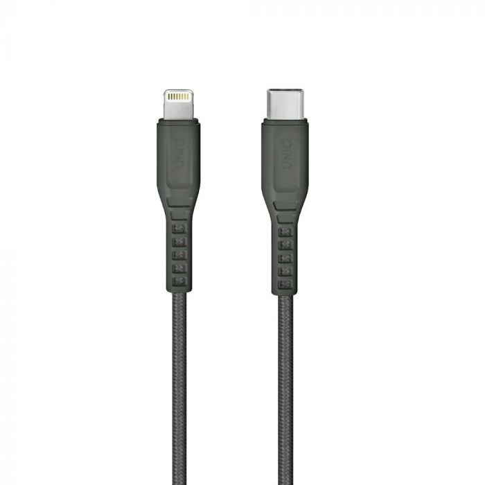 Uniq Flex Usb C To Lightning Strain Relief Cable 1.2M - Concrete (Charcoal)