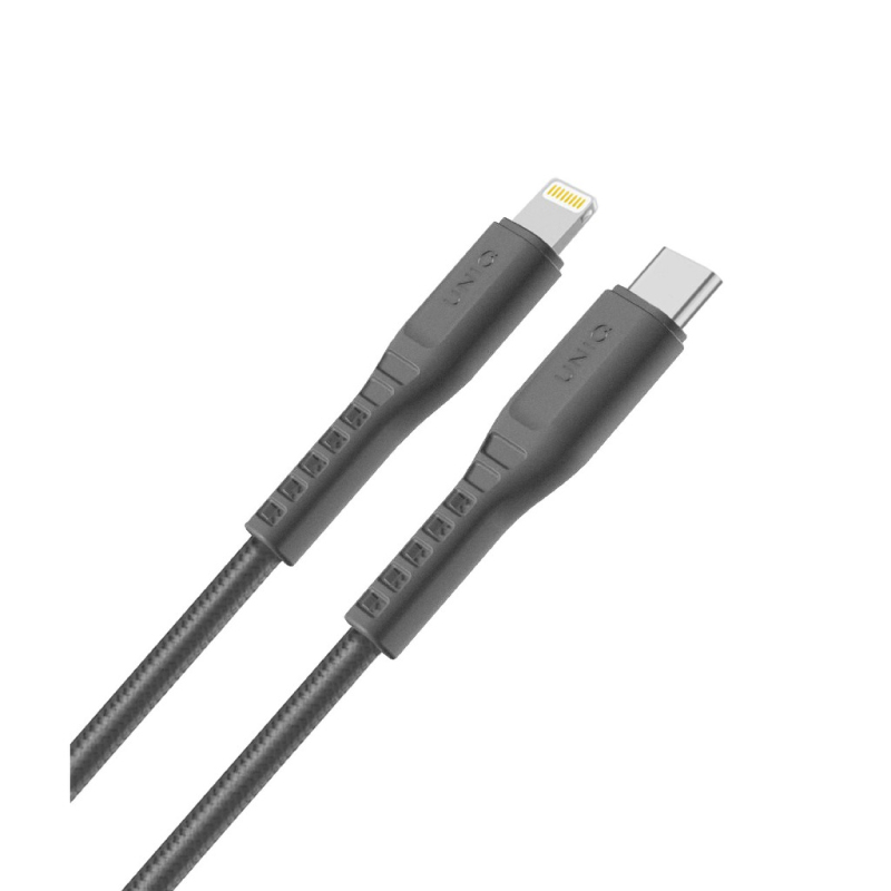 Uniq Flex Usb C To Lightning Strain Relief Cable 1.2M - Concrete (Charcoal)