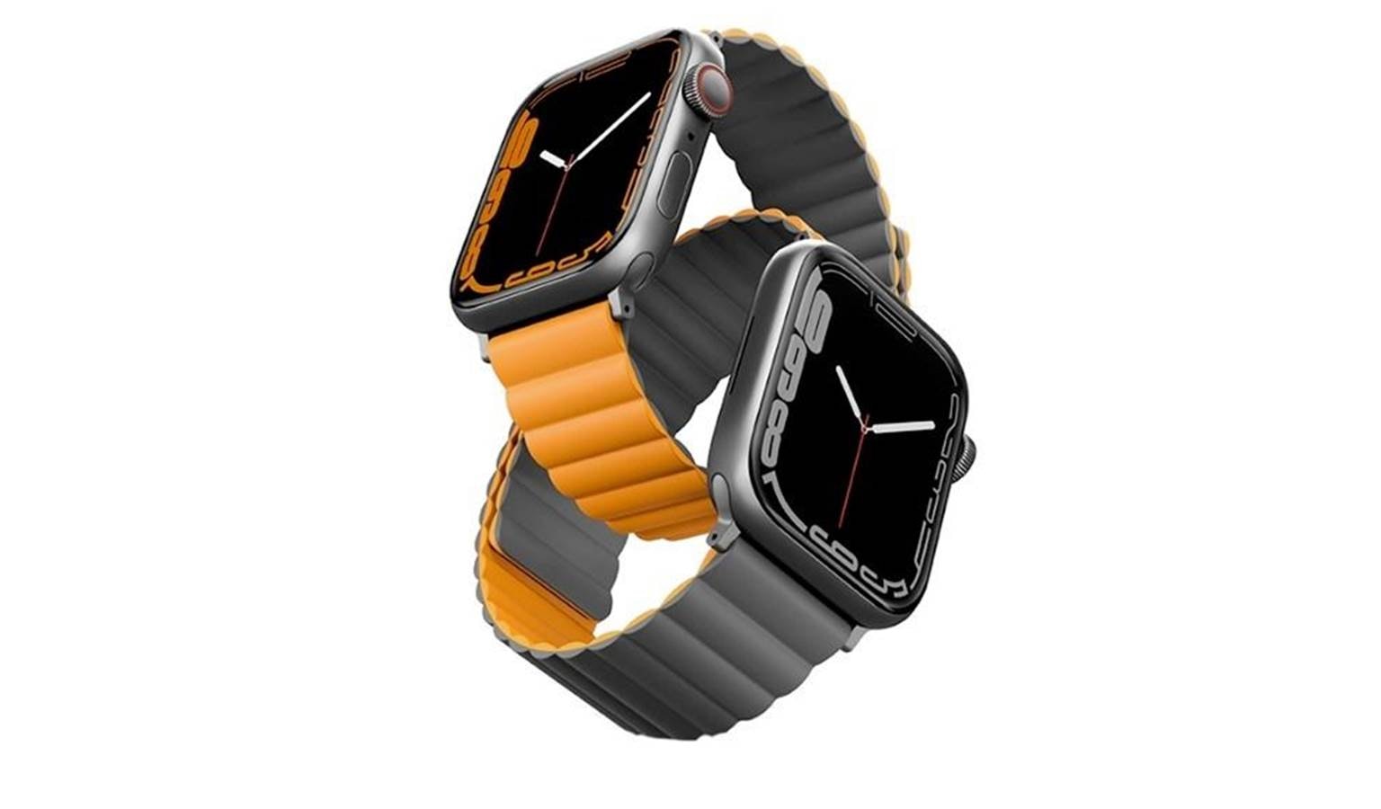 Uniq Revix Reversible Magnetic Apple Watch Strap 45/44/42Mm Charcoal(Grey/Orange)