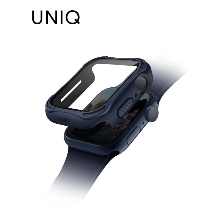 Uniq Torres Antimicrobial Watch Case With 9H Tempered Glass Screen Protection 44Mm - Nautical Blue (Blue)