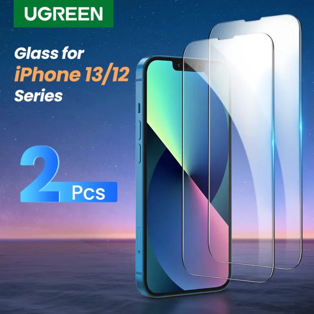 Ugreen Full Coverage Hd Tempered Glass Screen Protector With Alignment Tool For Iphone 13/13 Pro (2 Pcs)