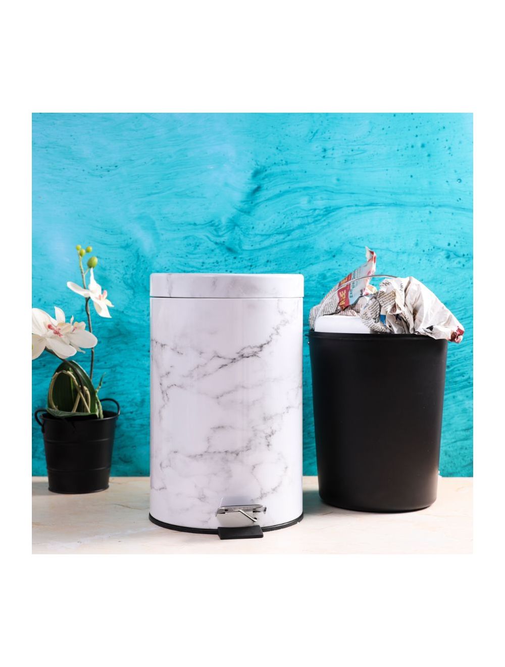 Royalford 5Ltr Marble Design Dust Bin 1X6