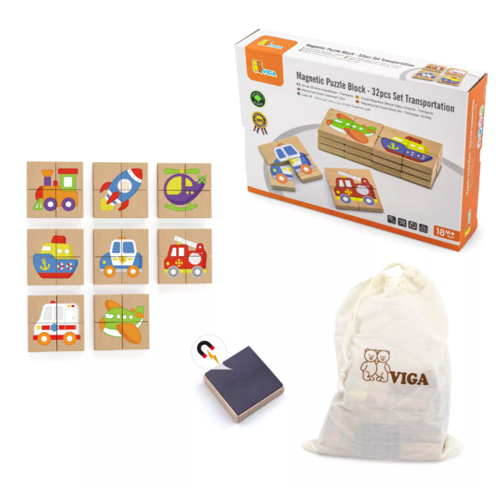 VIGA Magnetic Puzzle Block 32pcs Set Transportation