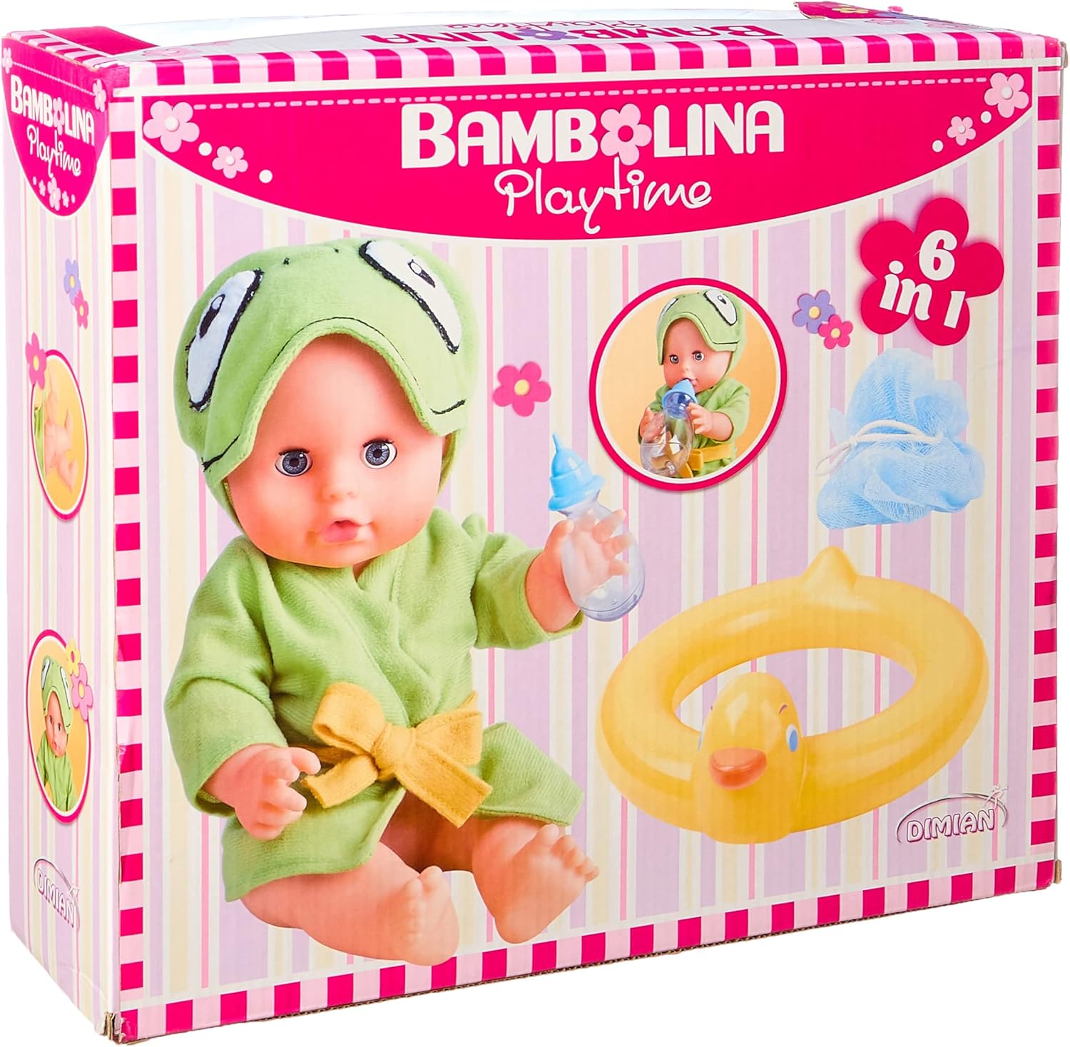 BAMBOLINA AMORE 30CM BATH BABY DOLL WITH BATHING SET