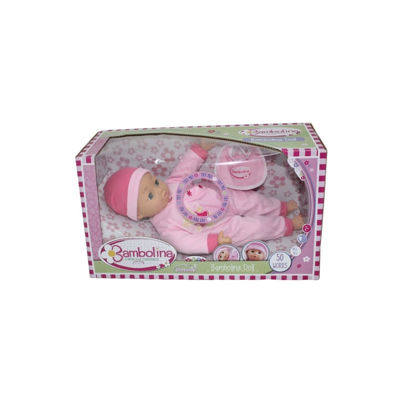 BAMBOLINA 40CM DOLL WITH BIB WITH ARABIC  50 WORDS