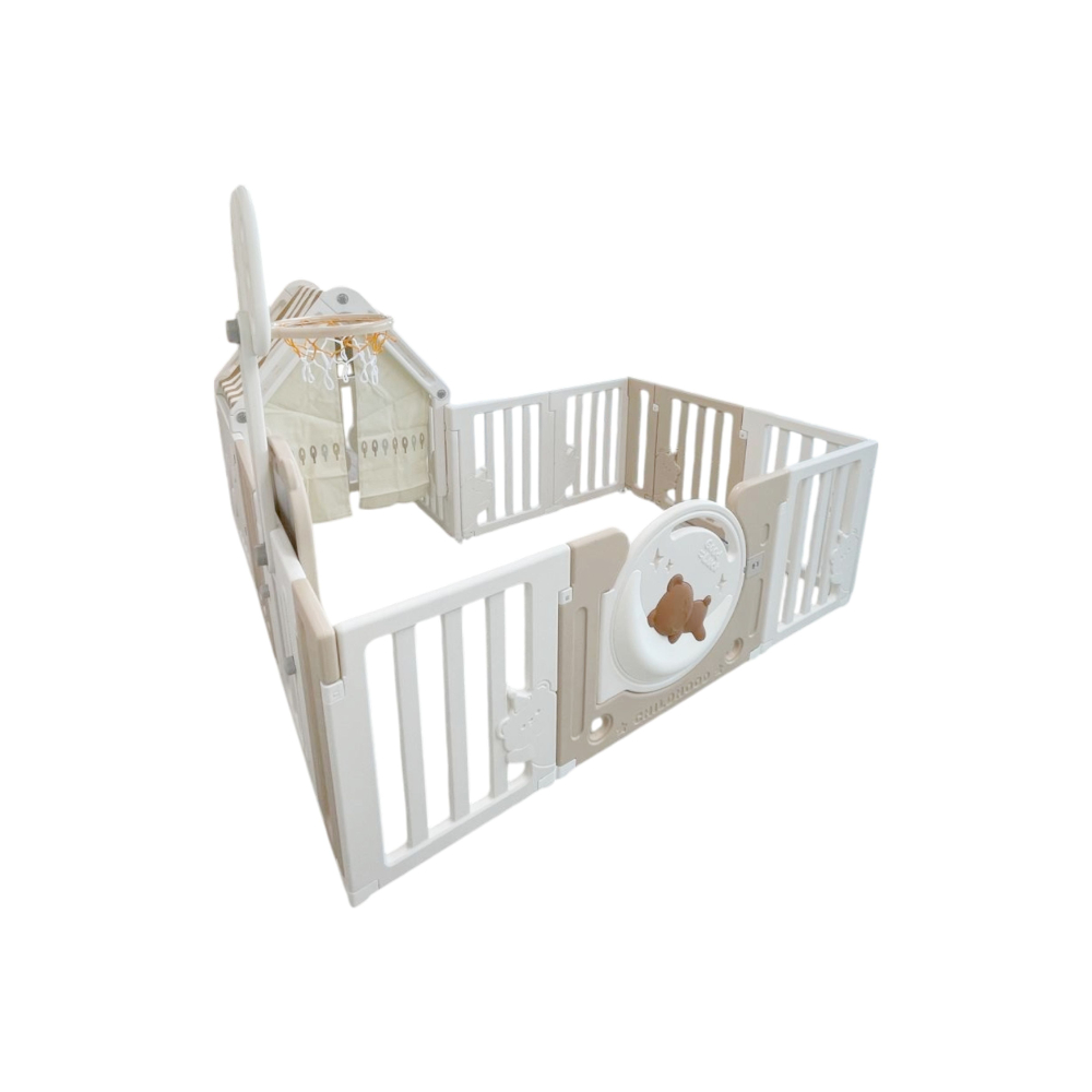 Bear Moon playpen (no mat)+drawing board+Basketball Hoop+small house+moon light