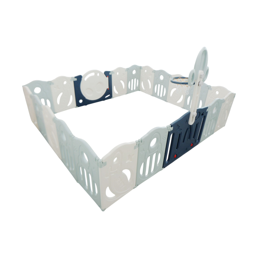 Foldable playpen
18 Simple Panel, 1 Game panel, 1 door, 1 Basketball Hoop Foldable playpen
18 Simple Panel, 1 Game panel, 1 door, 1 Basketball Hoop