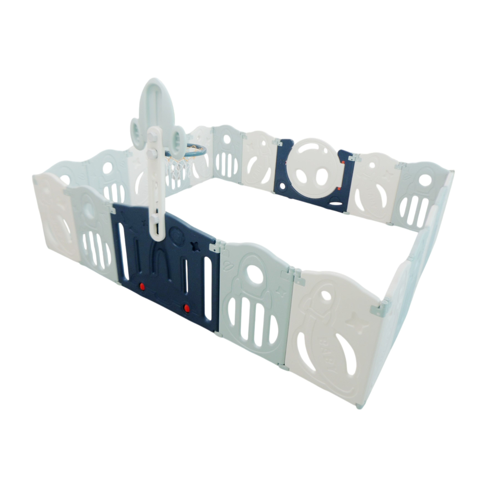 Foldable playpen
18 Simple Panel, 1 Game panel, 1 door, 1 Basketball Hoop Foldable playpen
18 Simple Panel, 1 Game panel, 1 door, 1 Basketball Hoop