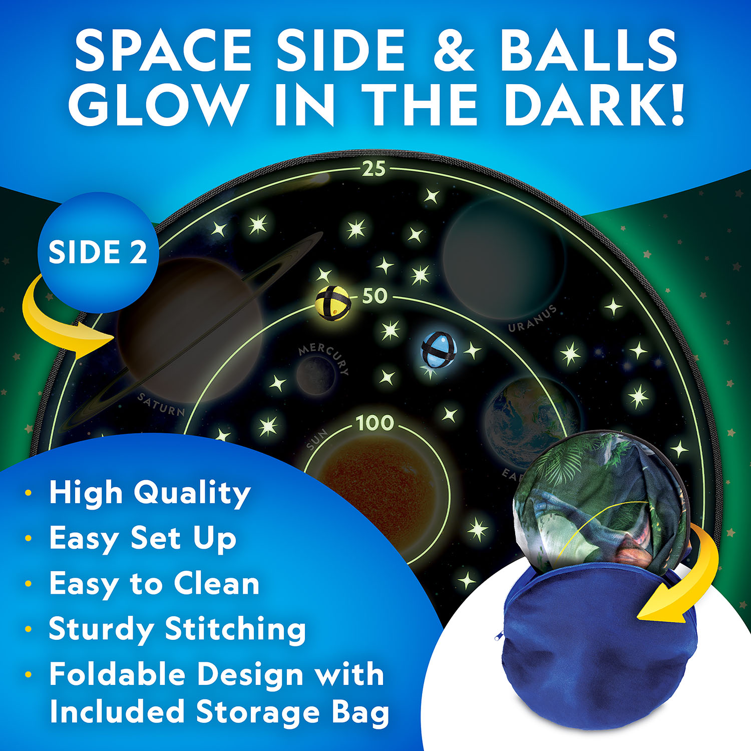 NG GLOW-IN-THE-DARK DARTBOARD GAME SET