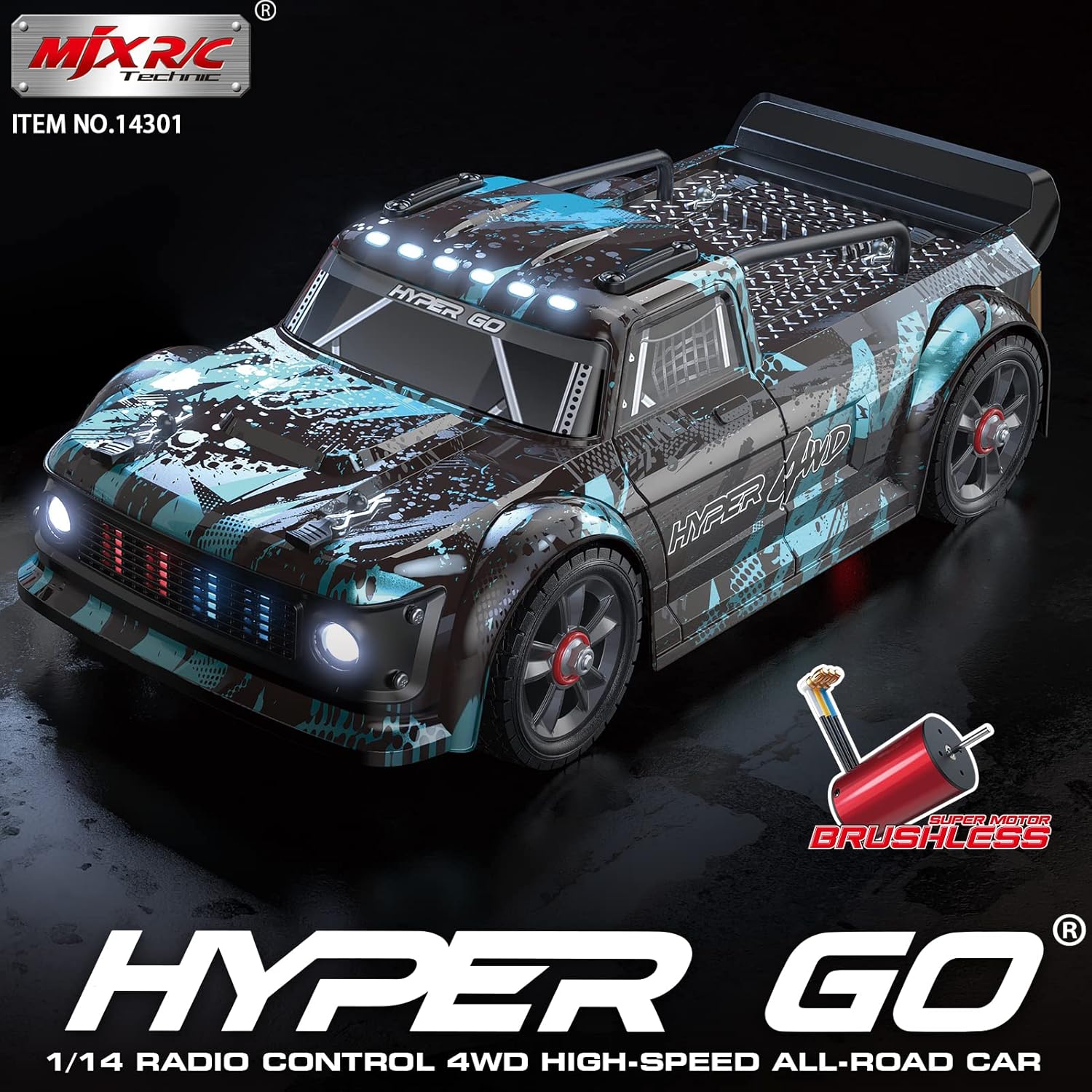 1：14 2.4G 4WD HYPER GO Brushless  RC hobby truck  with 2S battery