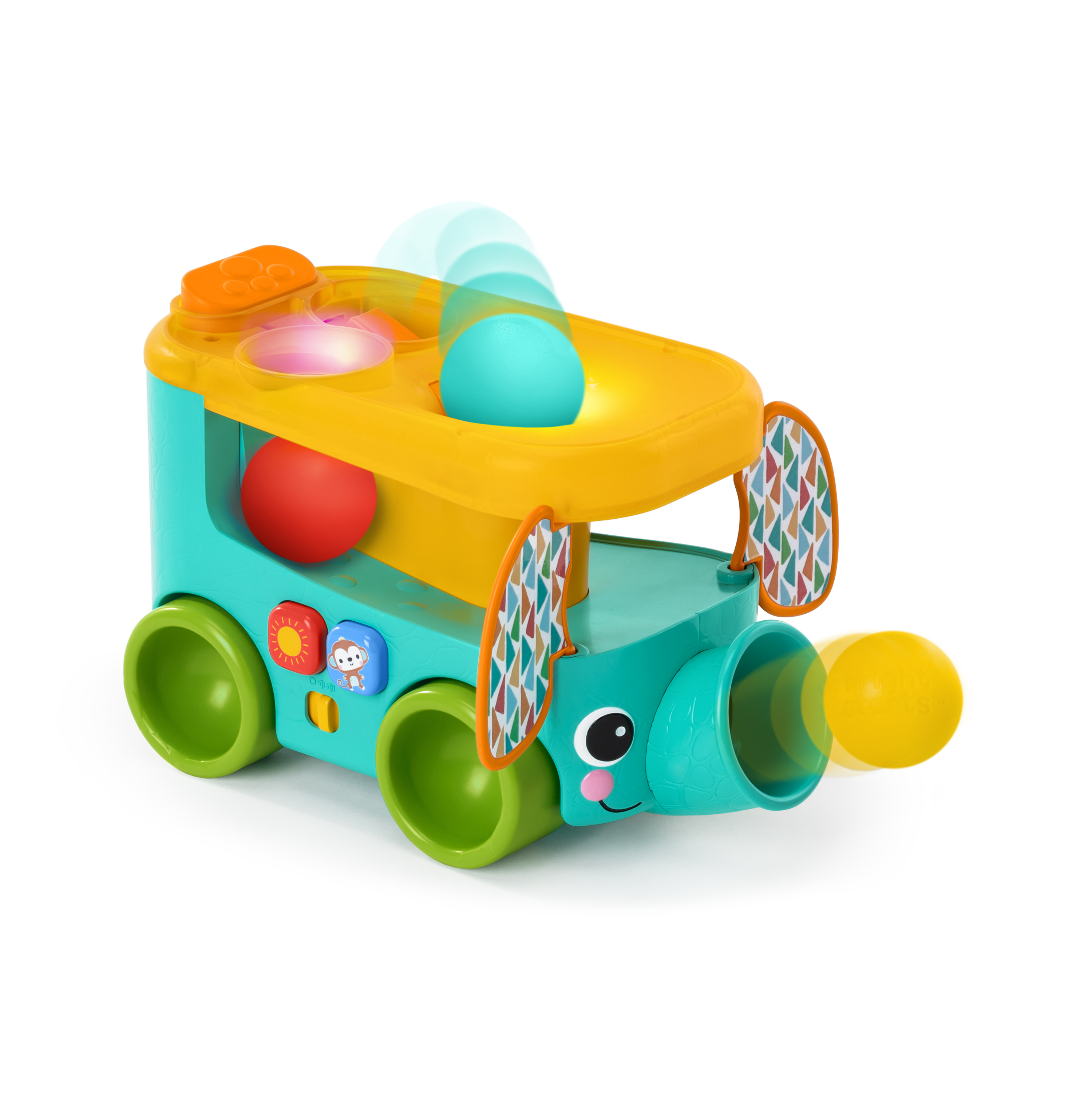 BRIGHT STARTS POP & ROLL SAFARI BUS BALL PLAY TOY