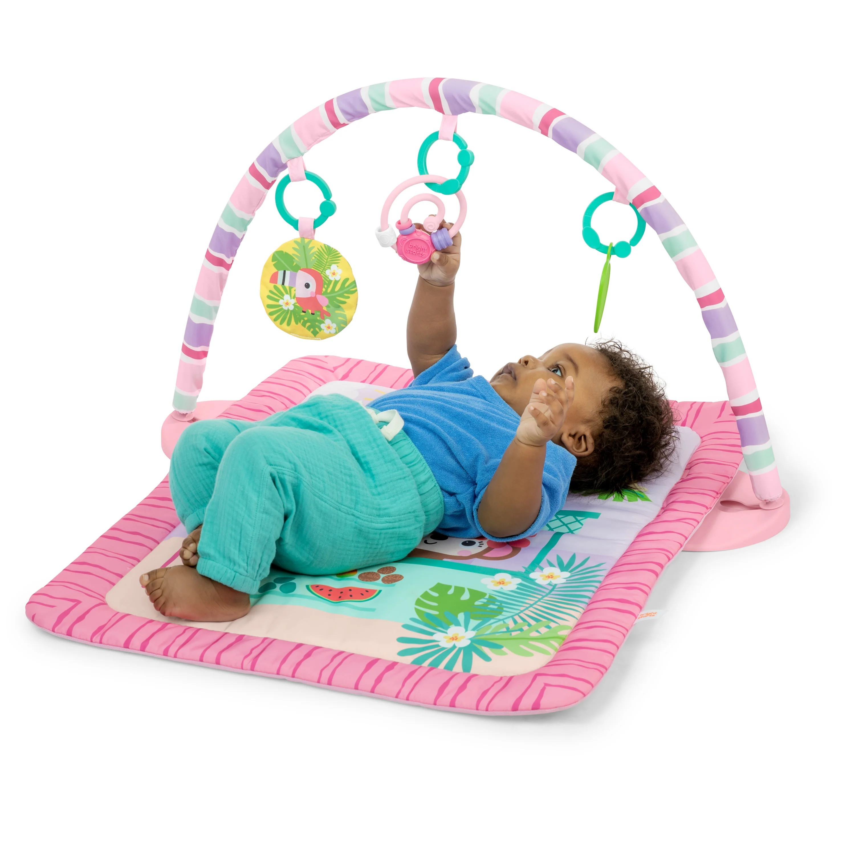 BRIGHT STARTS PINK PALMS TIKI TOY BAR ACTIVITY GYM
