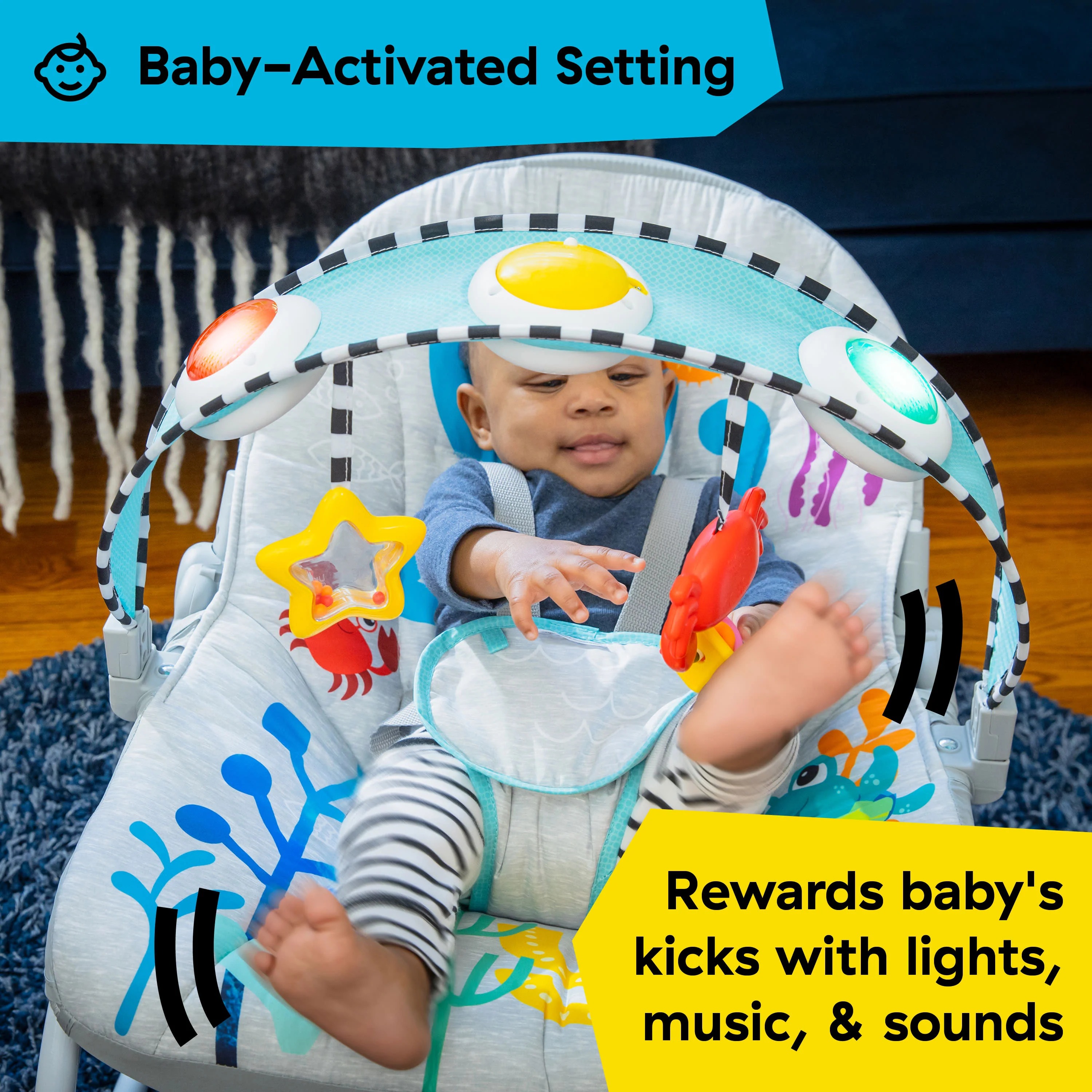 BABY EINSTEIN KICK TO IT OPUS MUSICAL INFANT TO TODDLER ROCKER