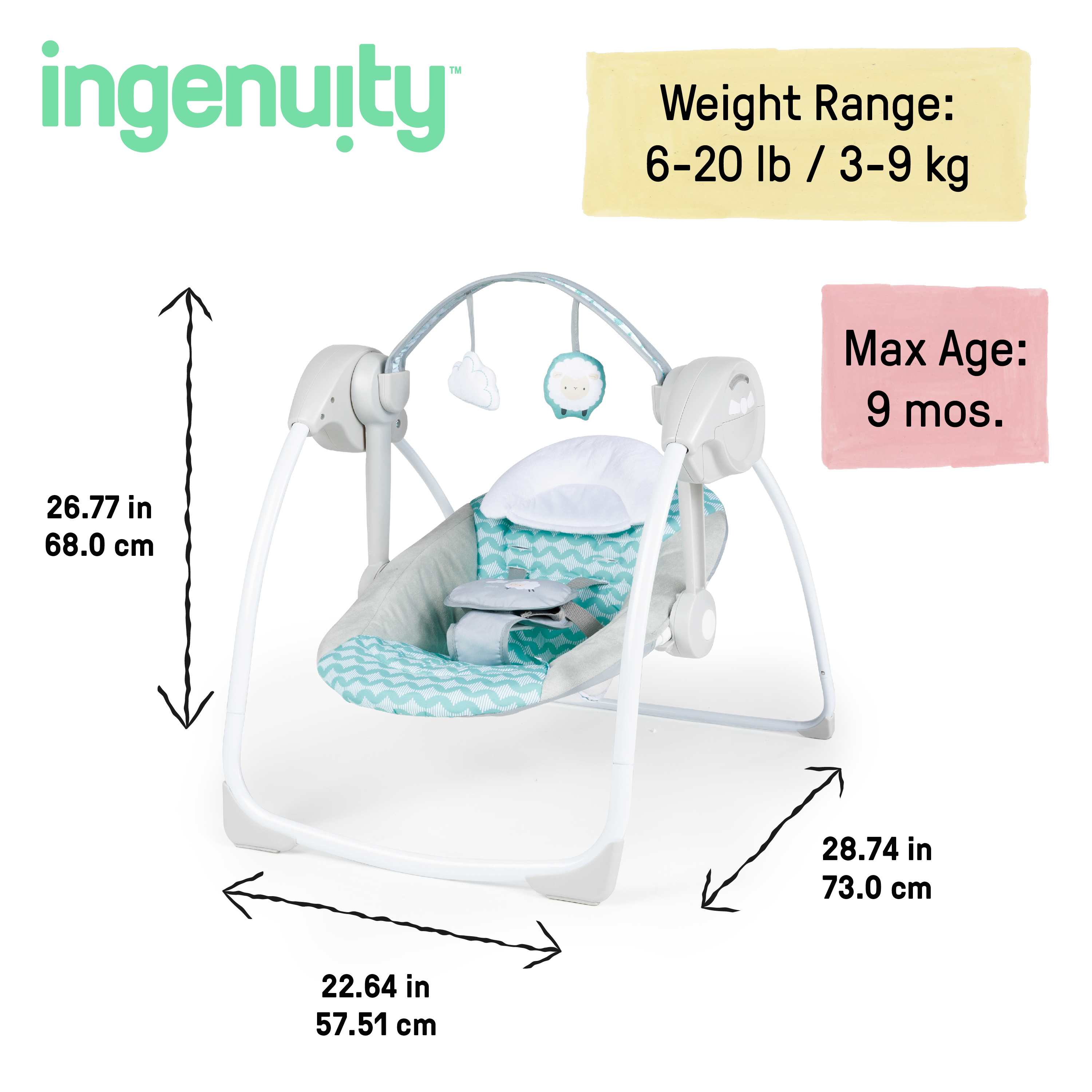 INGENUITY ITY EASY FOLD PORTABLE SWING: GOJI