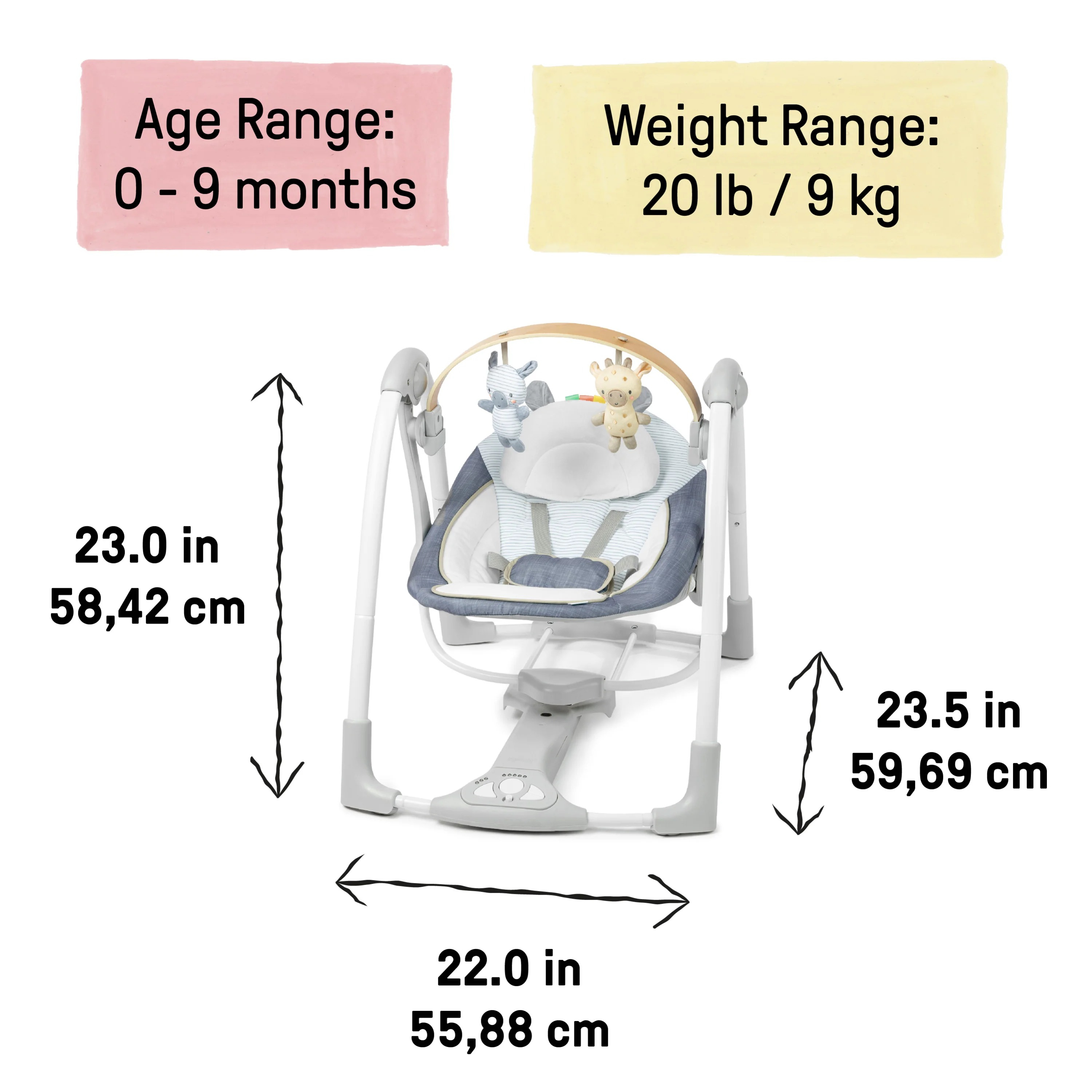 INGENUITY SWING 'N GO PORTABLE SWING - CHAMBRAY