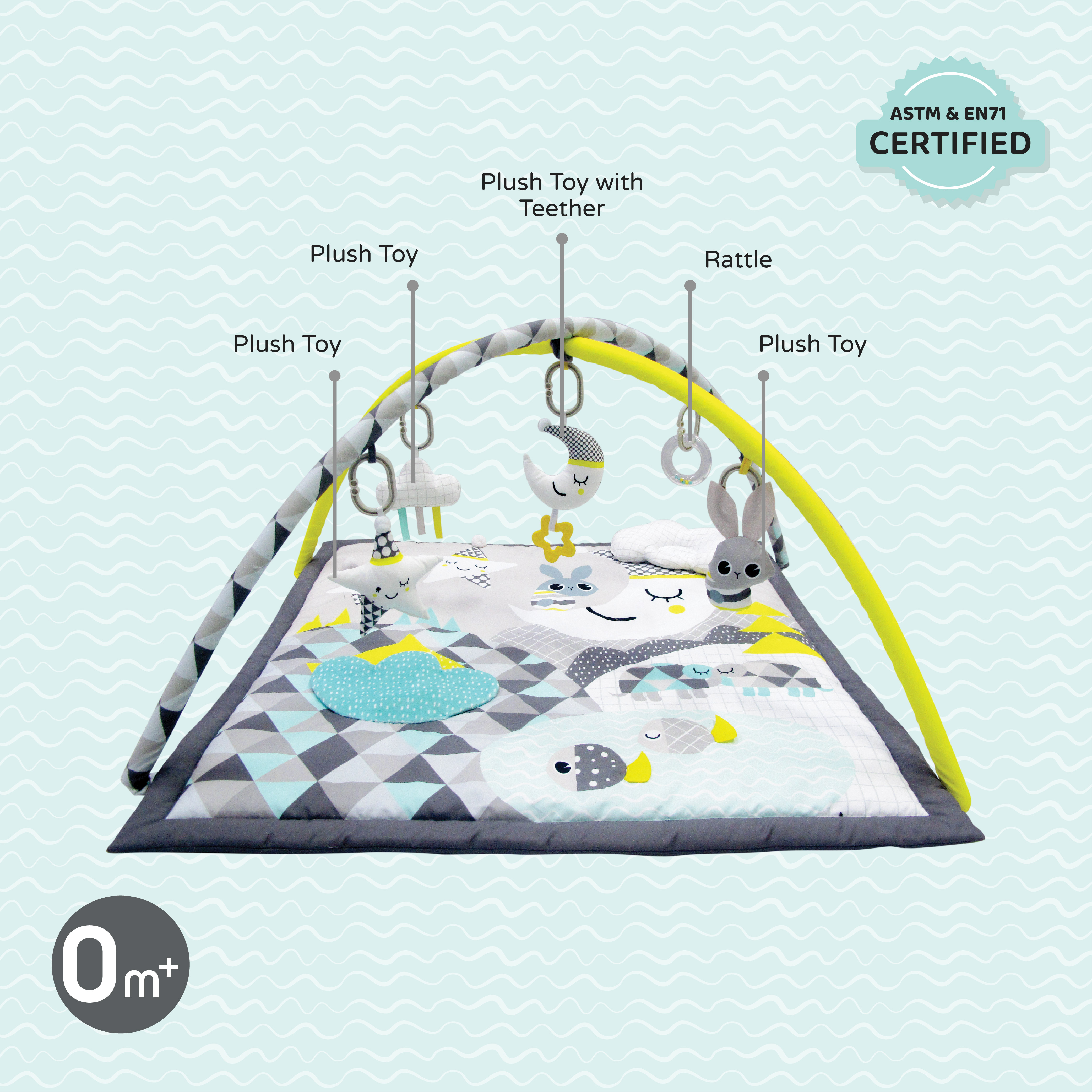 MOON A GOOD NIGHT PLAY MAT WITH PILLOW OM+, BABY PLAYMAT & ACTIVITY GYM