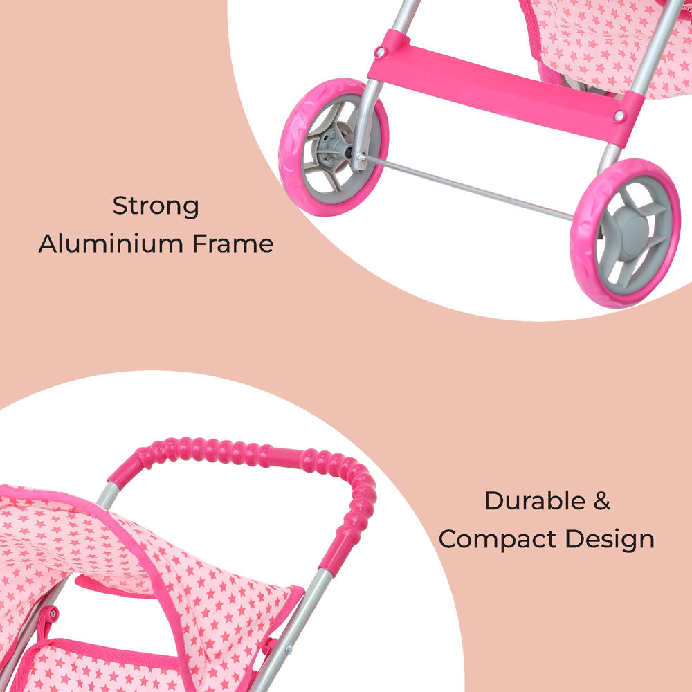 MOON DOLL STROLLER-PRETEND TO PLAY-PINK