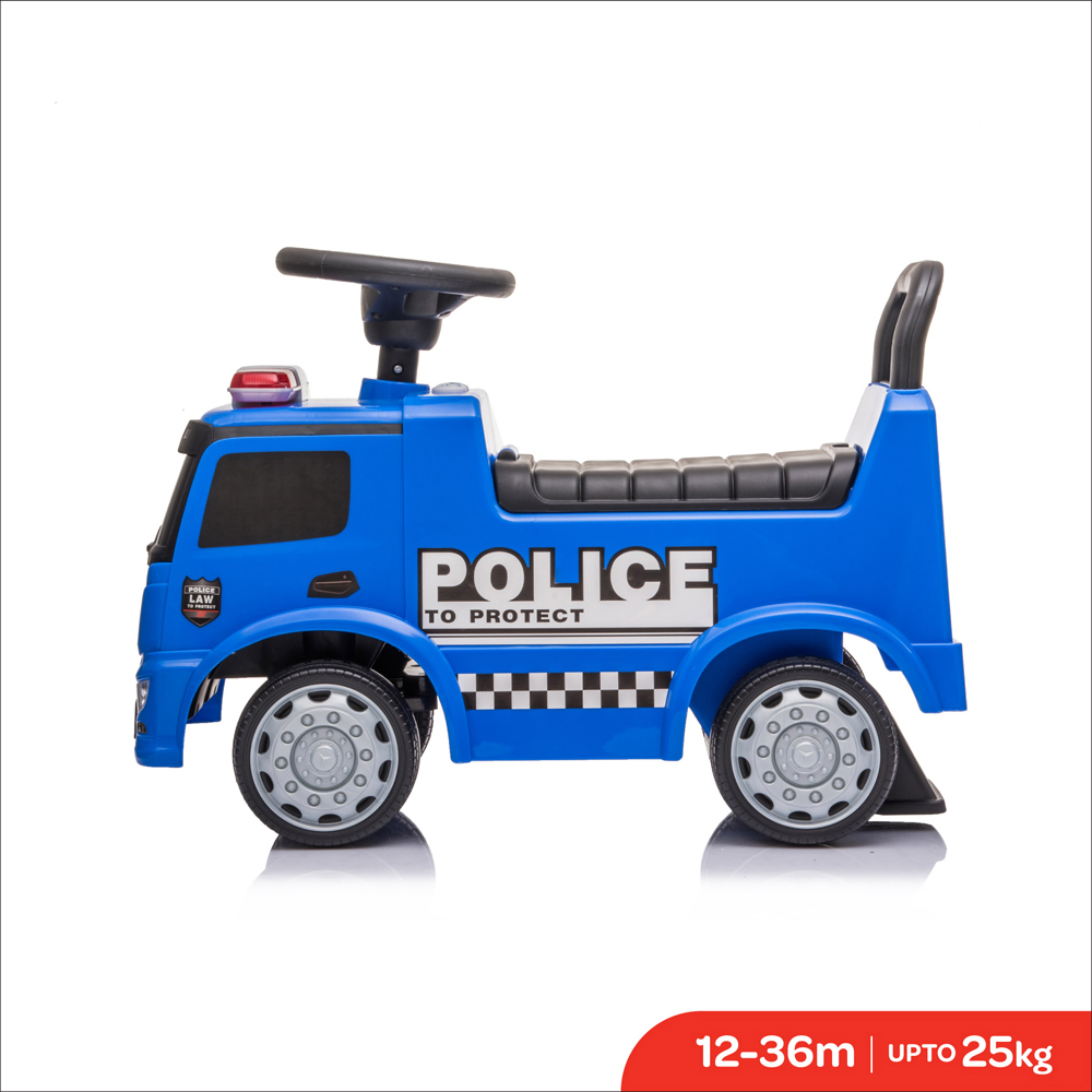 MOON MERCEDES BENZ POLICE LICENSED-FOOT TO FLOOR RIDE ON FOR 12 TO 36 MONTHS -BLUE