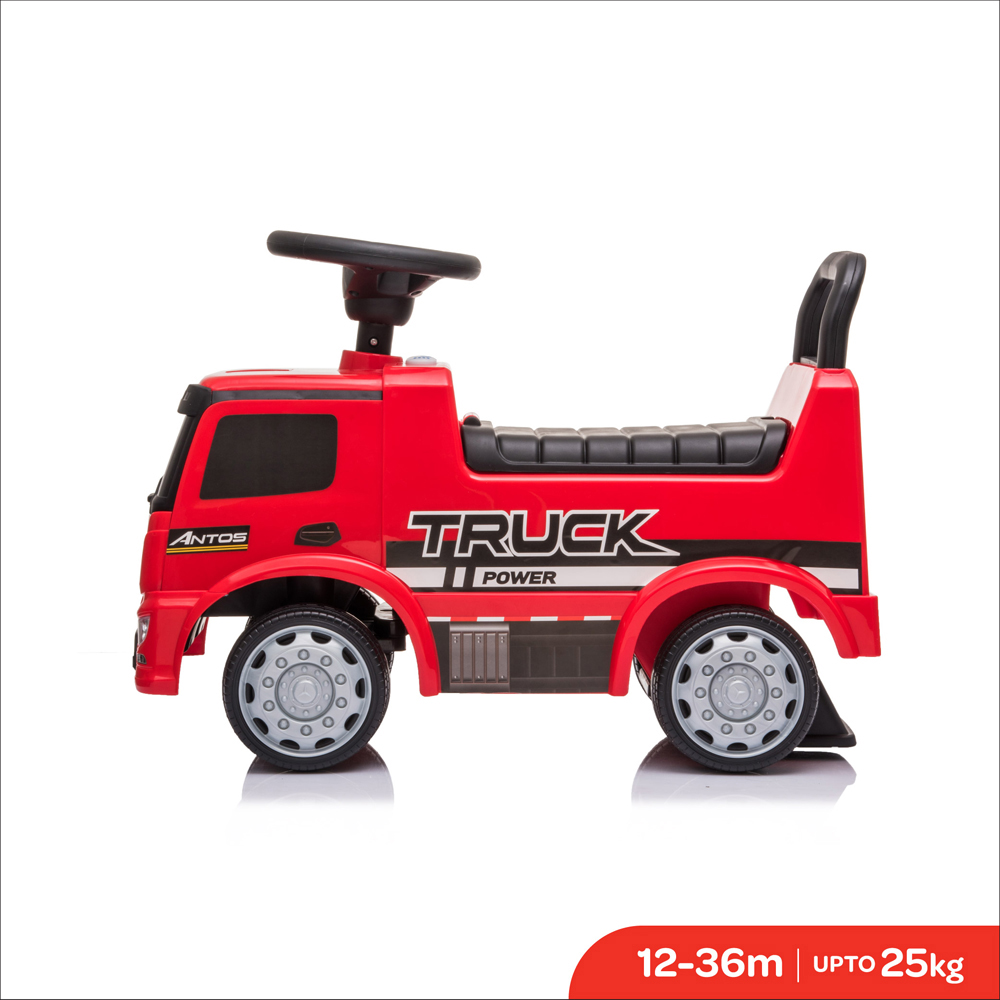 MOON MERCEDES BENZ TRUCK LICENSED-FOOT TO FLOOR RIDE ON FOR 12 TO 36 MONTHS -RED