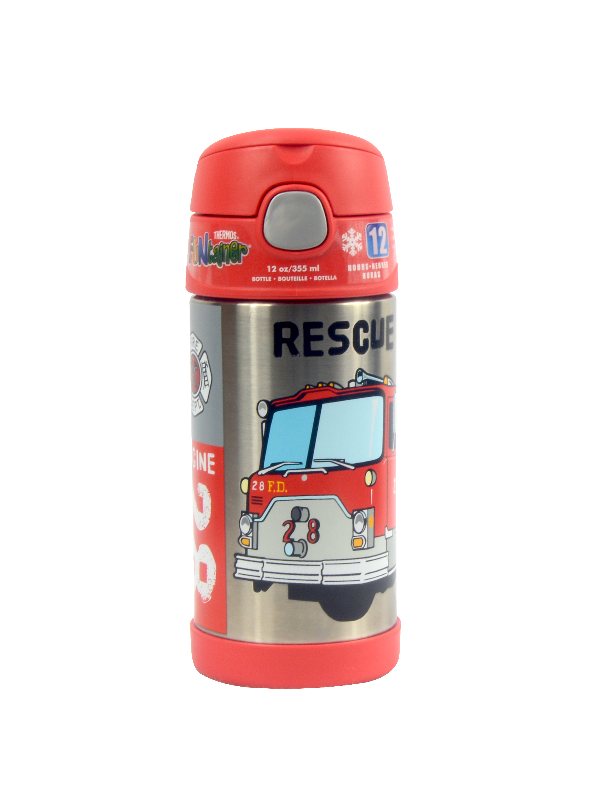 THERMOS-FUNTAINER STAINLESS STEEL HYDRATION/WATER BOTTLE-RESCUE TRUCK -355 ML