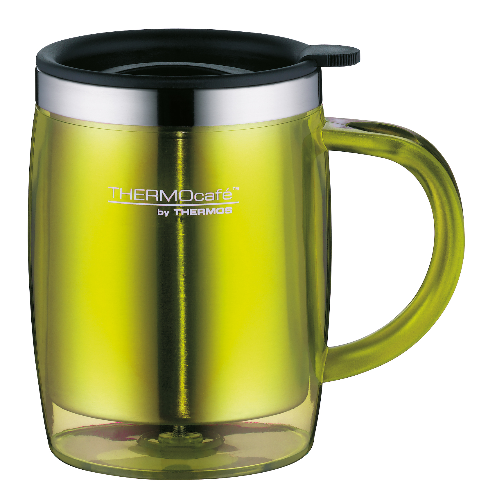 THERMOS STAINLESS STEEL WITH PLASTIC COVER  DESKTOP MUG 350ML , LIME GREEN