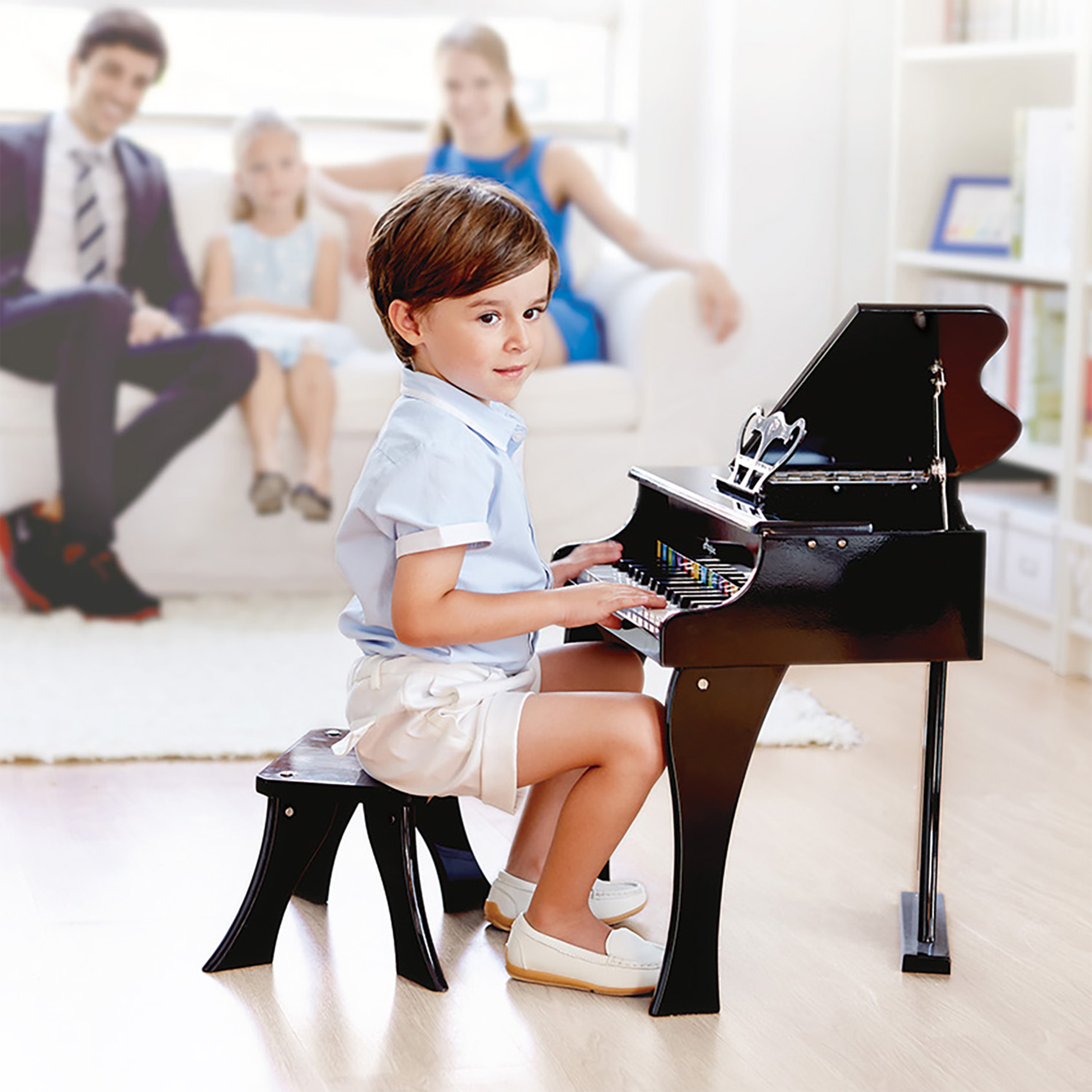 HAPE 30-KEY HAPPY WOODEN GRAND MUSICAL PIANO BLACK