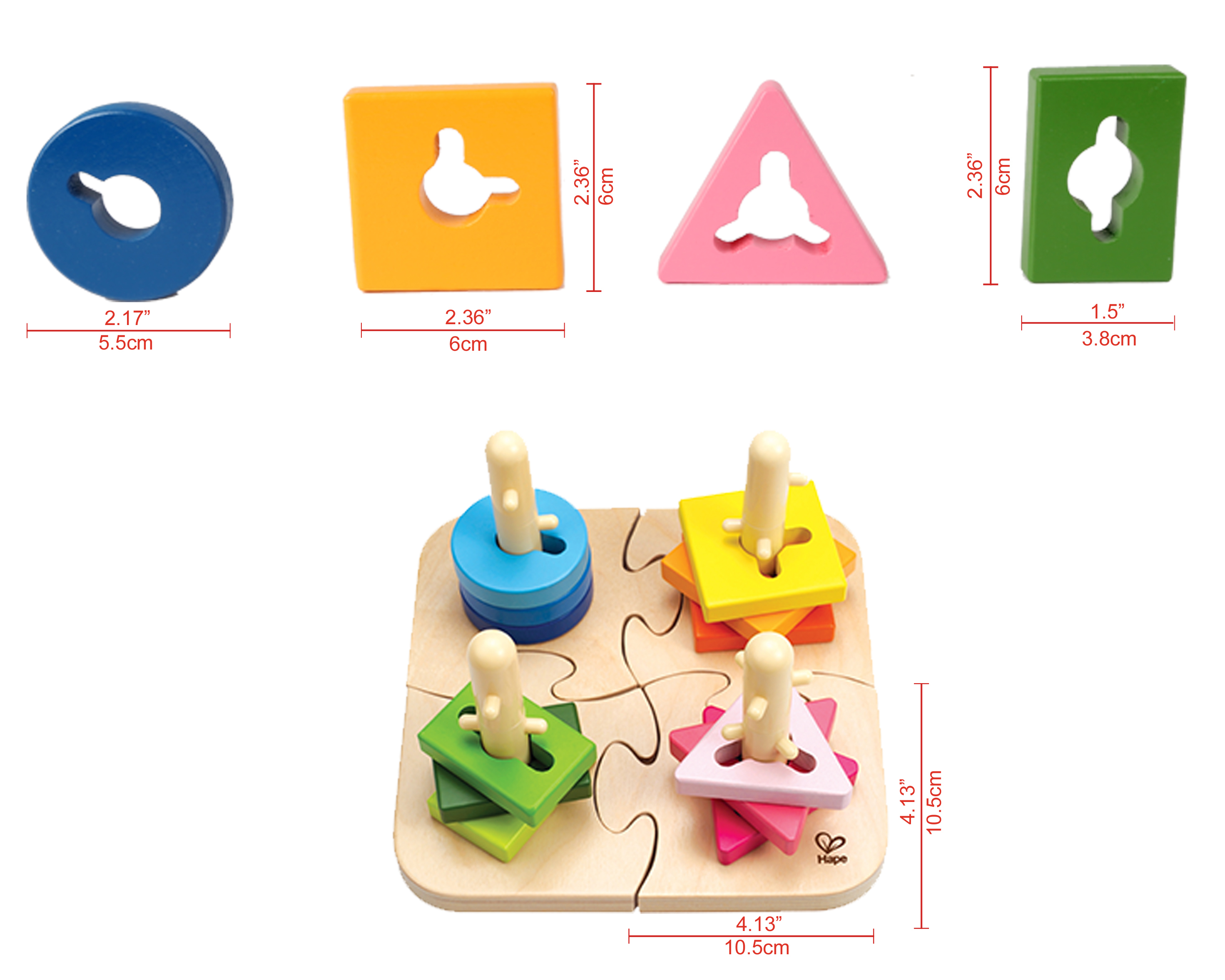 HAPE WOODEN CREATIVE PEG PUZZLE -16PCS