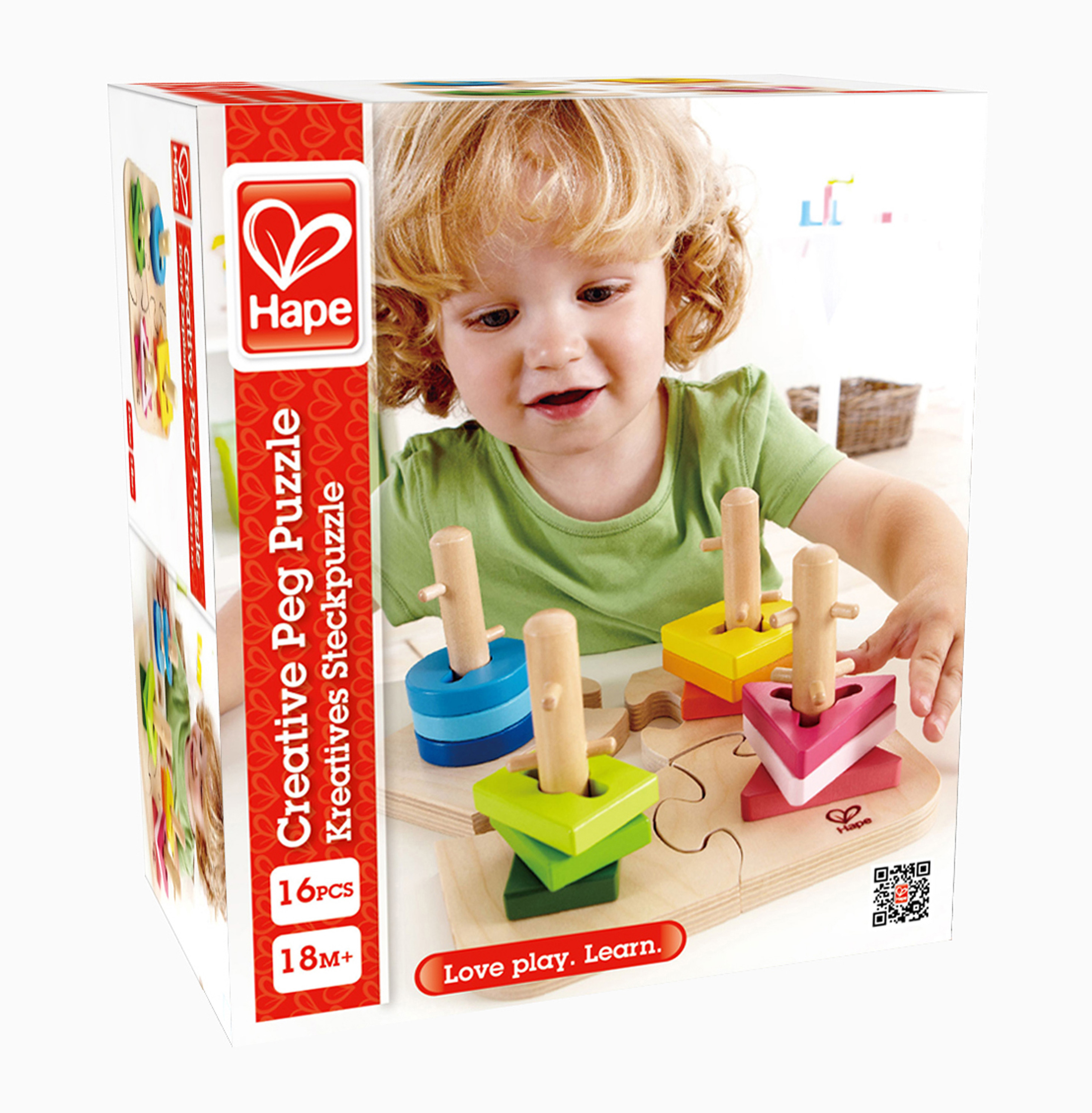 HAPE WOODEN CREATIVE PEG PUZZLE -16PCS