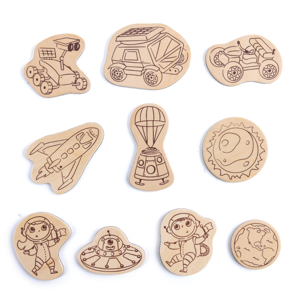 HAPE DIY MARS SPACE LIFE ART & CRAFT SET WITH WOODEN MAGNETS
