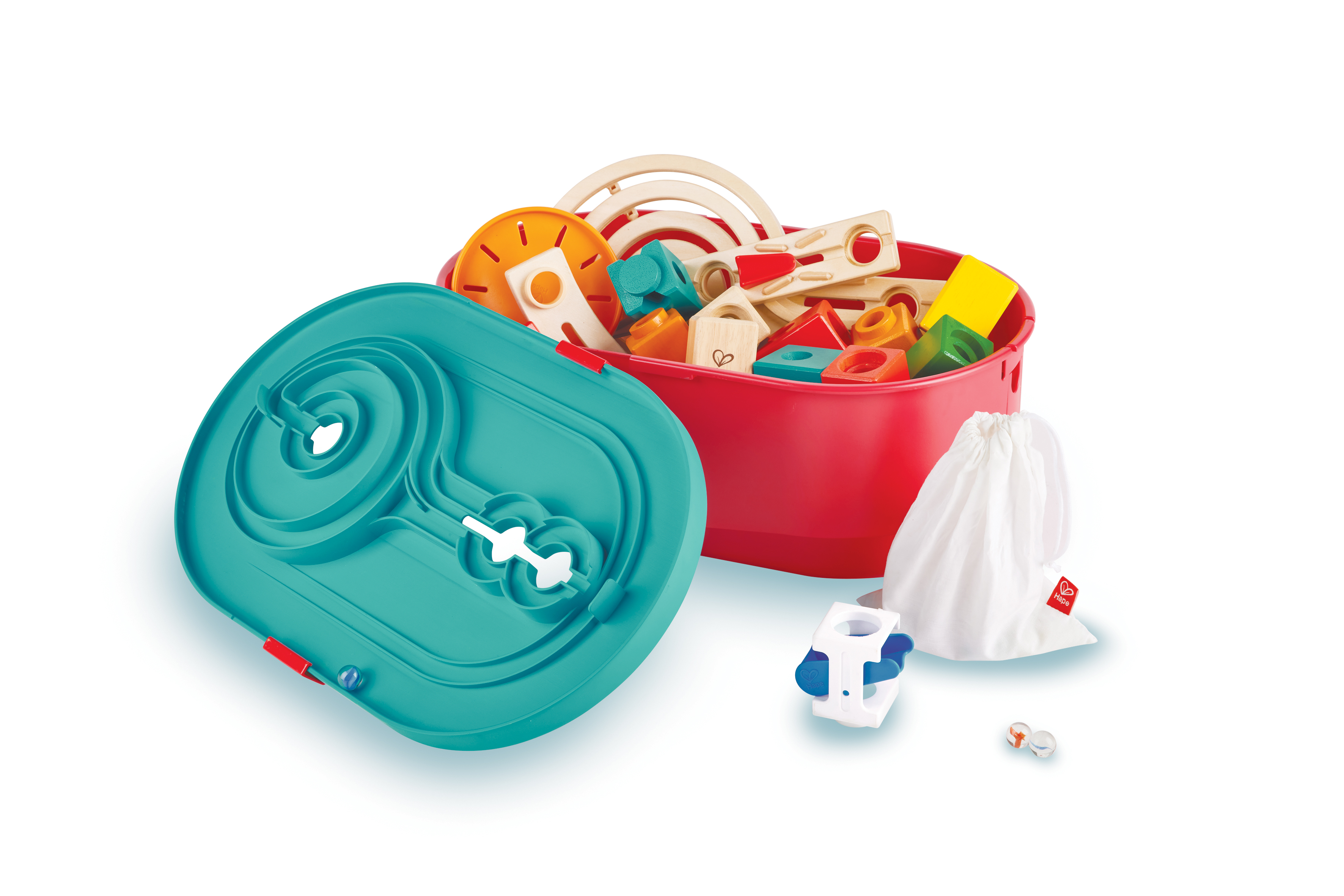 HAPE QUADRILLA STACK TRACK MARBLE RUN SET 28PCS + 30 MARBLES