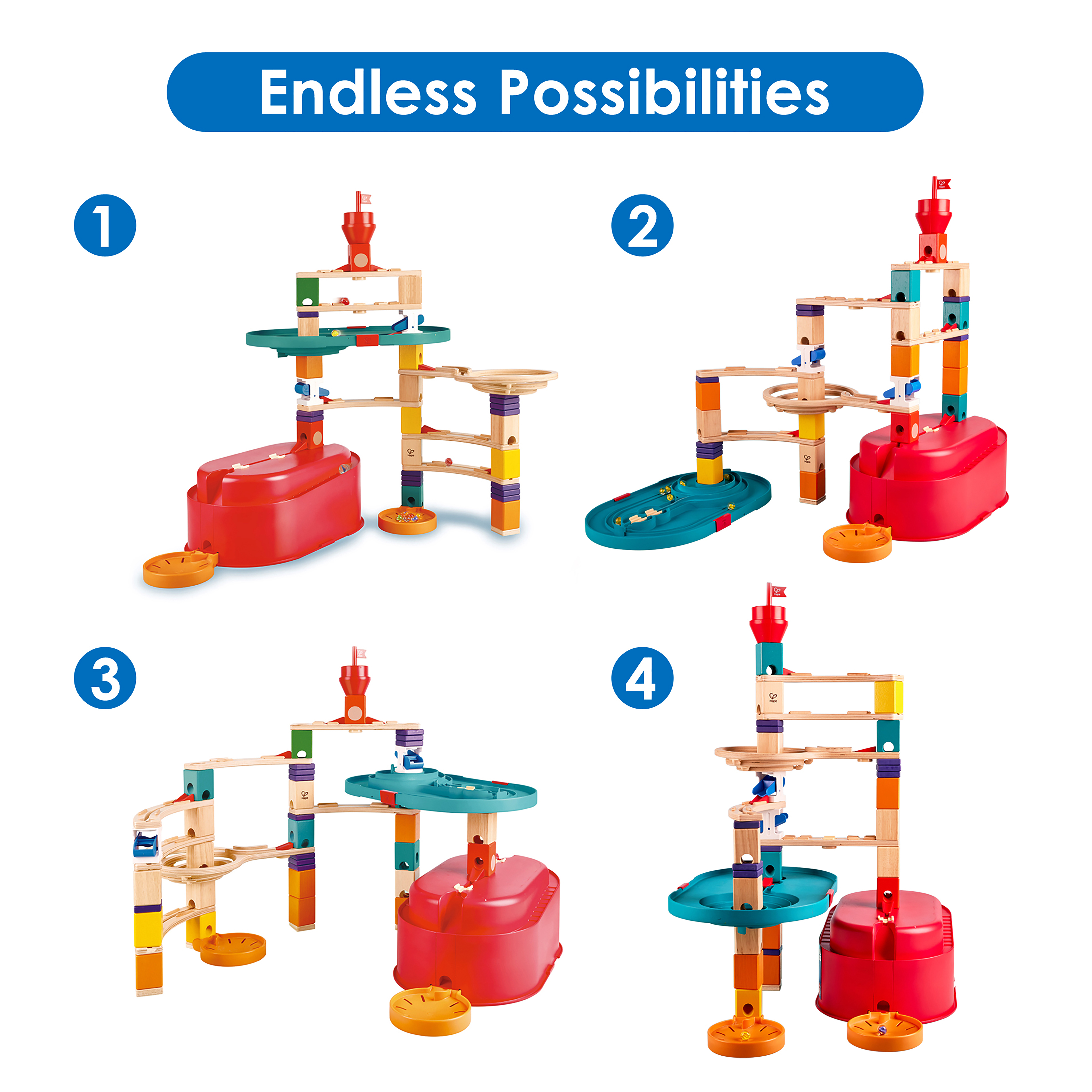 HAPE QUADRILLA STACK TRACK MARBLE RUN SET 28PCS + 30 MARBLES