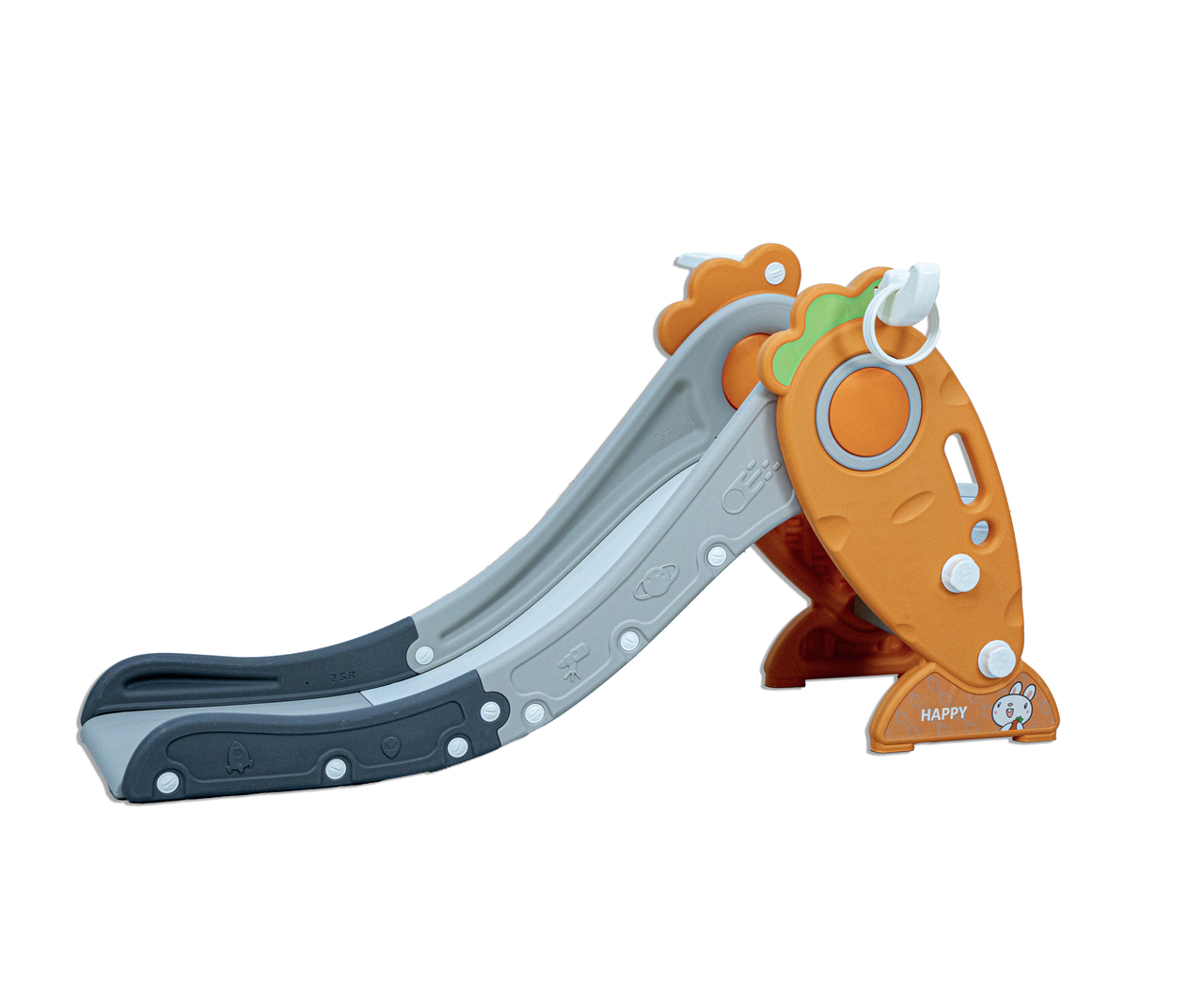LITTLE TODDLER SMALL SIZE SLIDE WITH BASKETBALL HOOP ORANGE-GREY