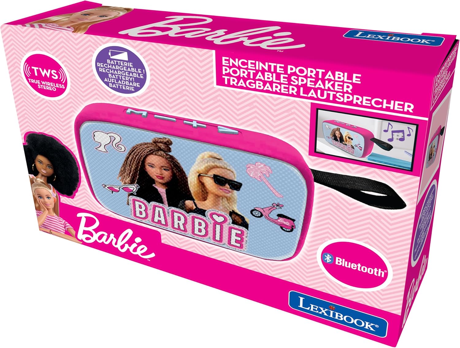 BARBIE BLUETOOTH PORTABLE SPEAKER WITH FABRIC FINISH