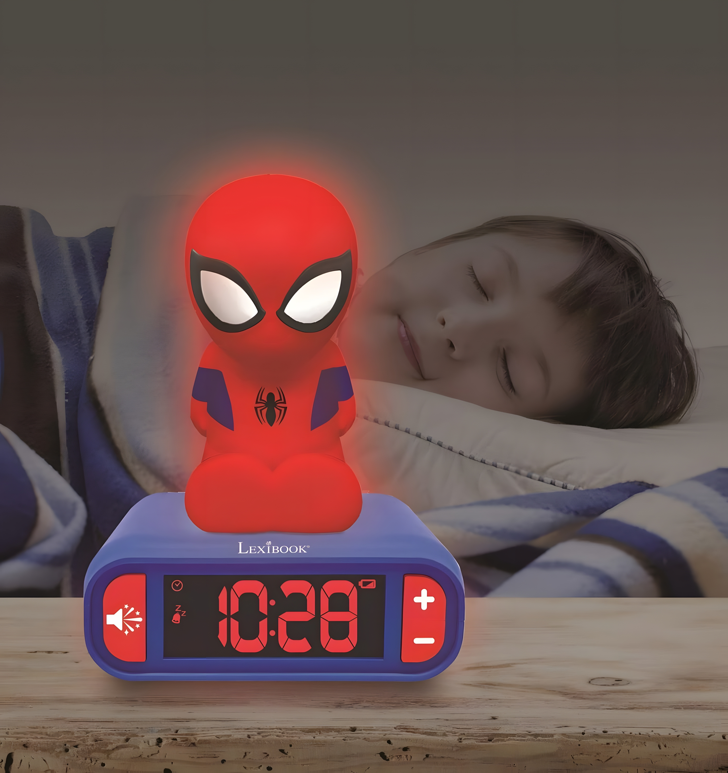 SPIDERMAN ALARM CLOCK WITH NIGHT LIGHT 3D DESIGN