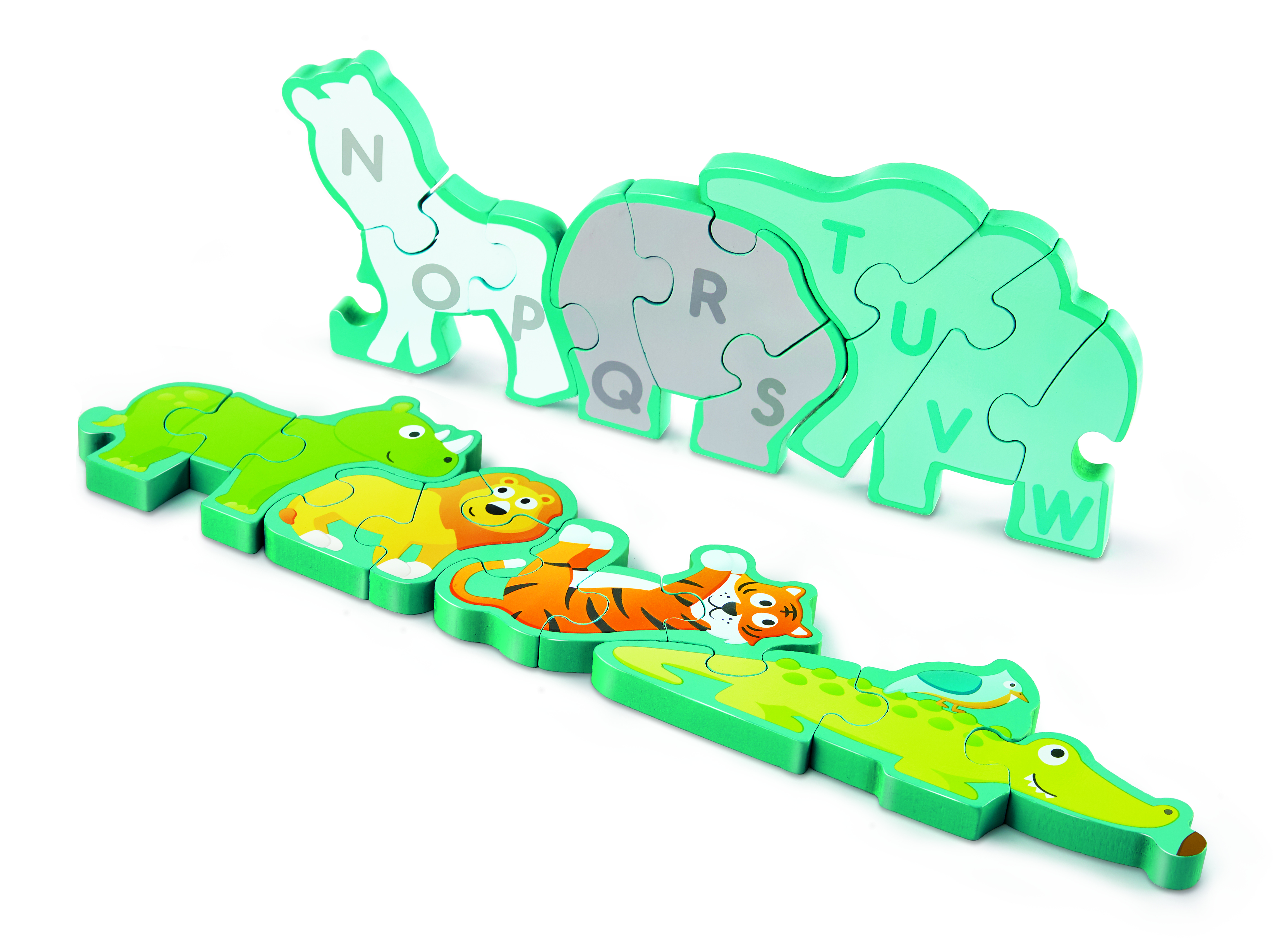 HAPE ALPHABET & ANIMAL PARADE WOODEN PUZZLE, 3Y+ MULTICOLOR