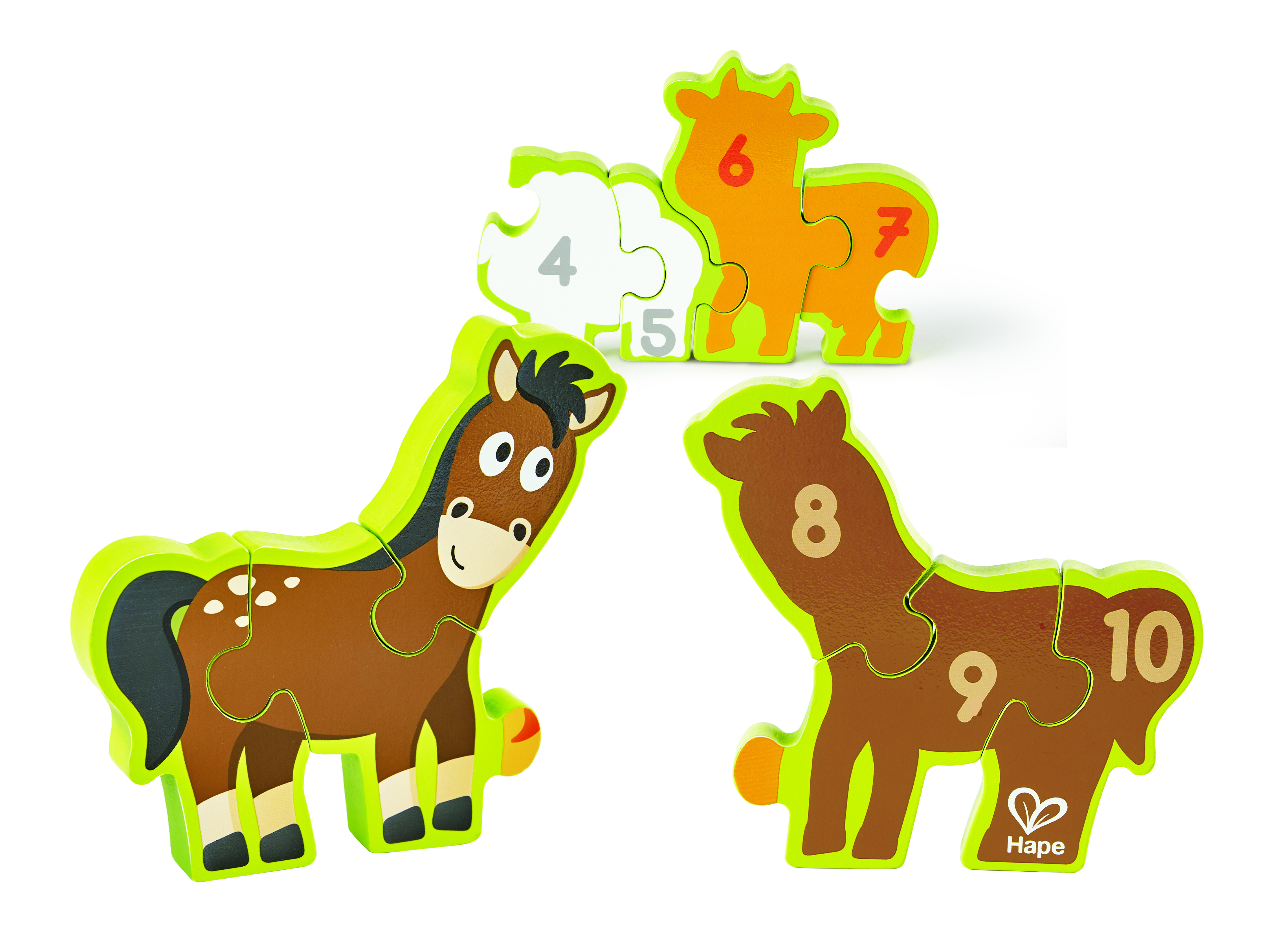 HAPE - DOUBLE-SIDED NUMBERS & FARM ANIMAL WOODEN JIGSAW PUZZLE