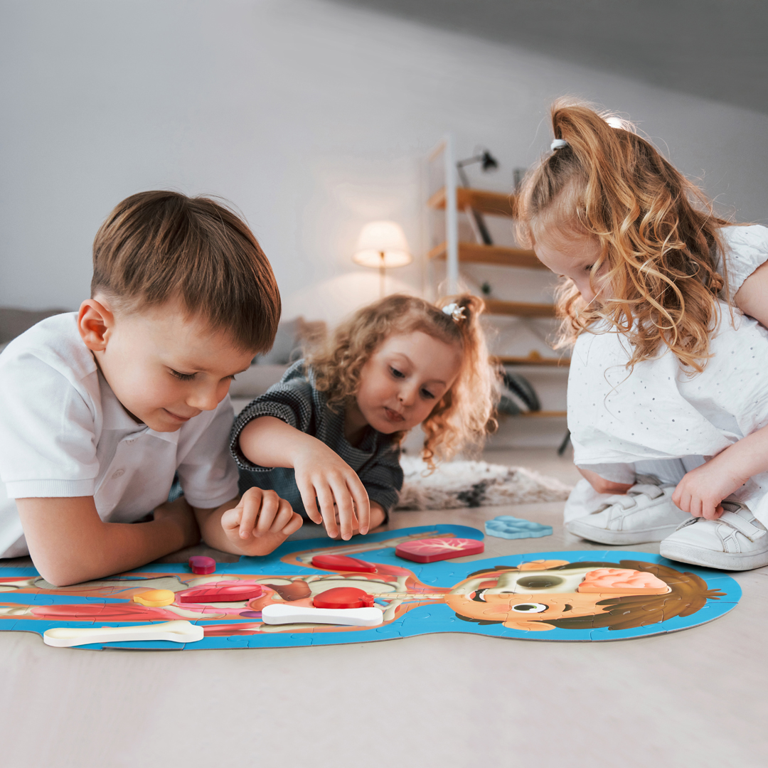 HAPE HUMAN BODY JIGSAW PUZZLE 60PCS W/ 10 PCS WOODEN BODY PARTS