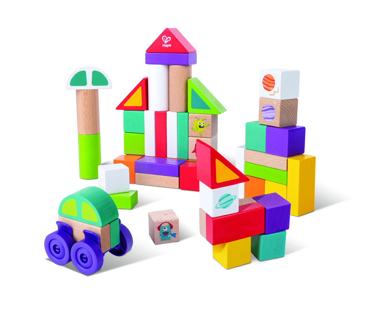 HAPE SPACE MONSTER STACKING BLOCKS, 12M+, MULTICOLOR
