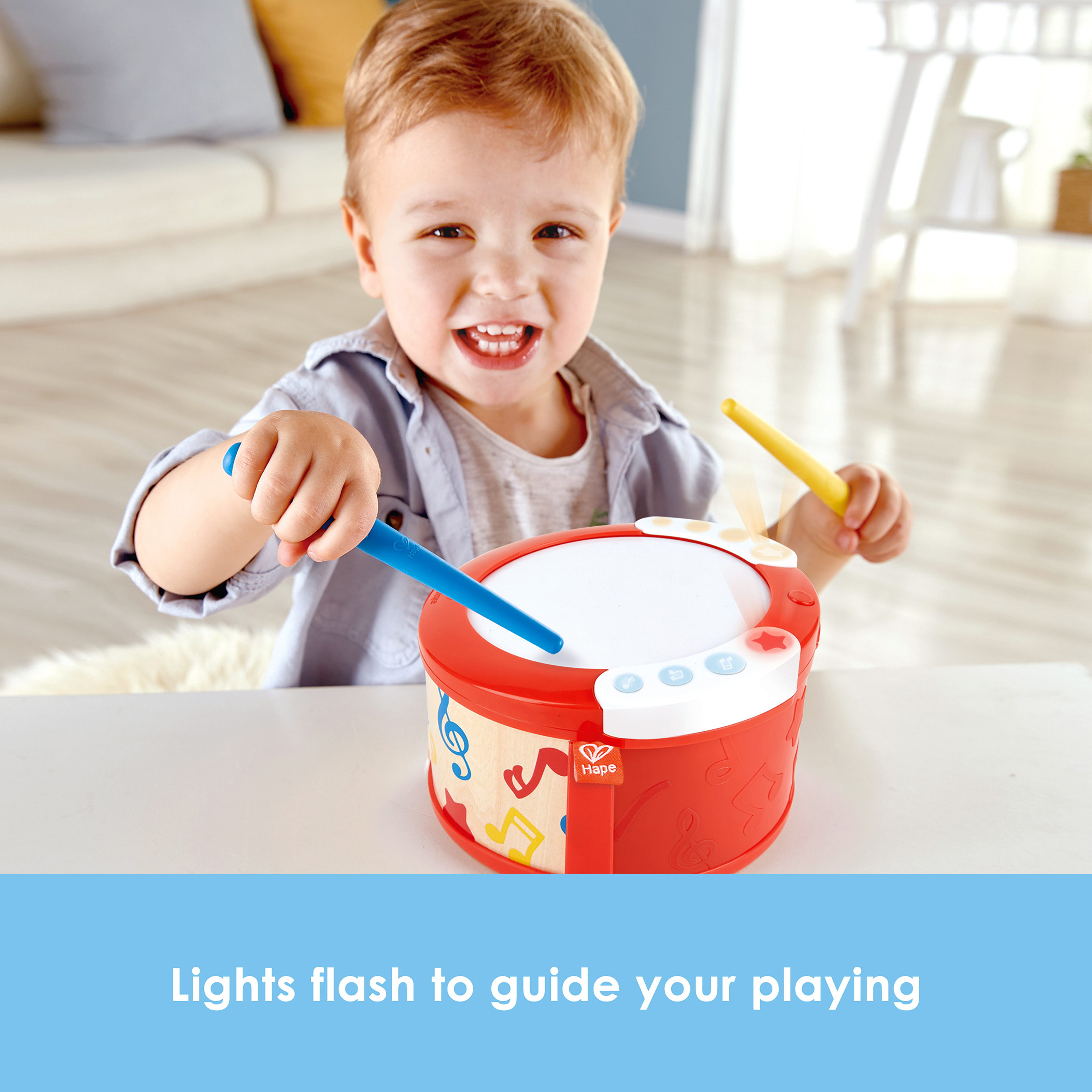 HAPE LEARN WITH LIGHTS MUSICAL INSTRUMENT DRUM SET - 3PCS