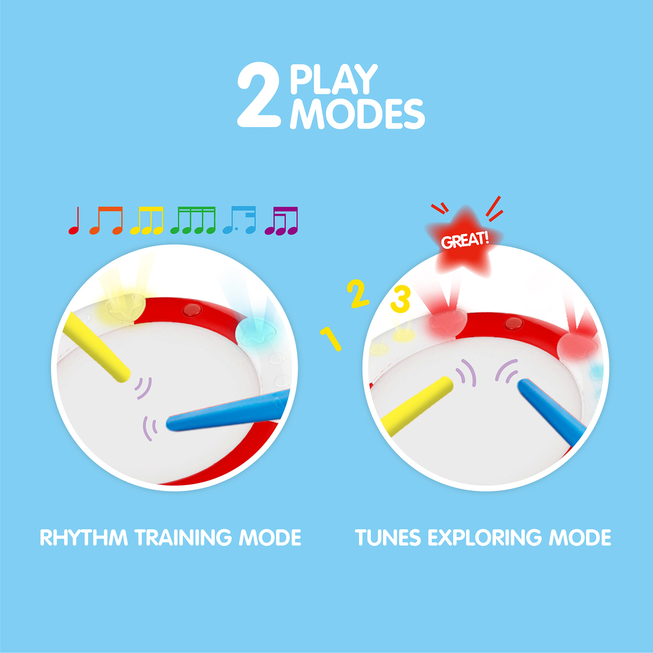 HAPE LEARN WITH LIGHTS MUSICAL INSTRUMENT DRUM SET - 3PCS