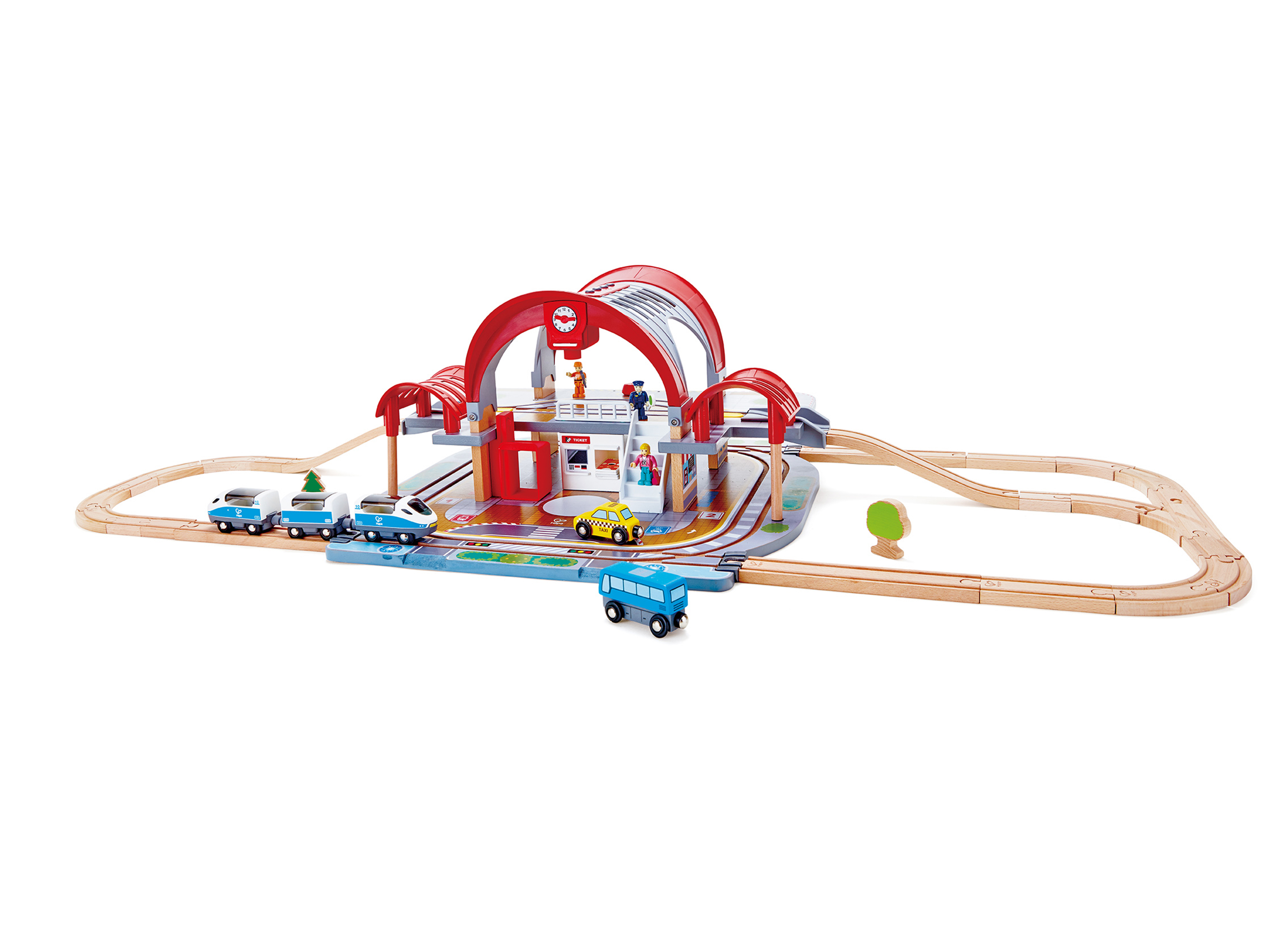 HAPE GRAND CITY STATION WOODEN RAILWAY SET