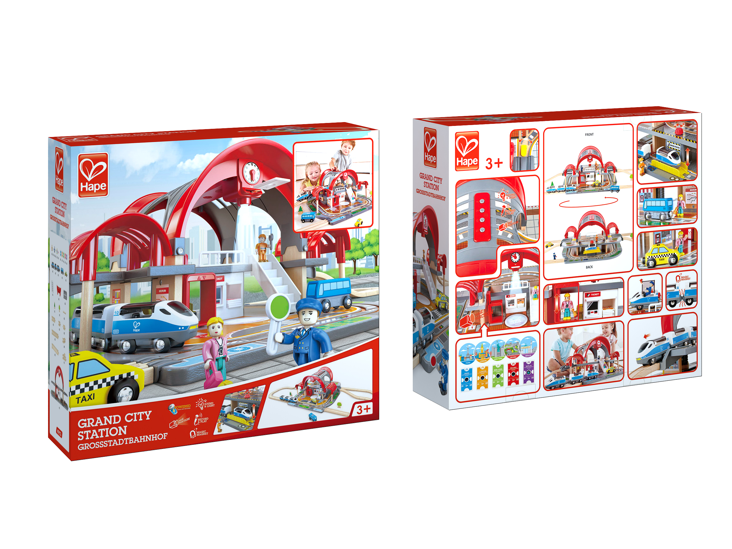HAPE GRAND CITY STATION WOODEN RAILWAY SET