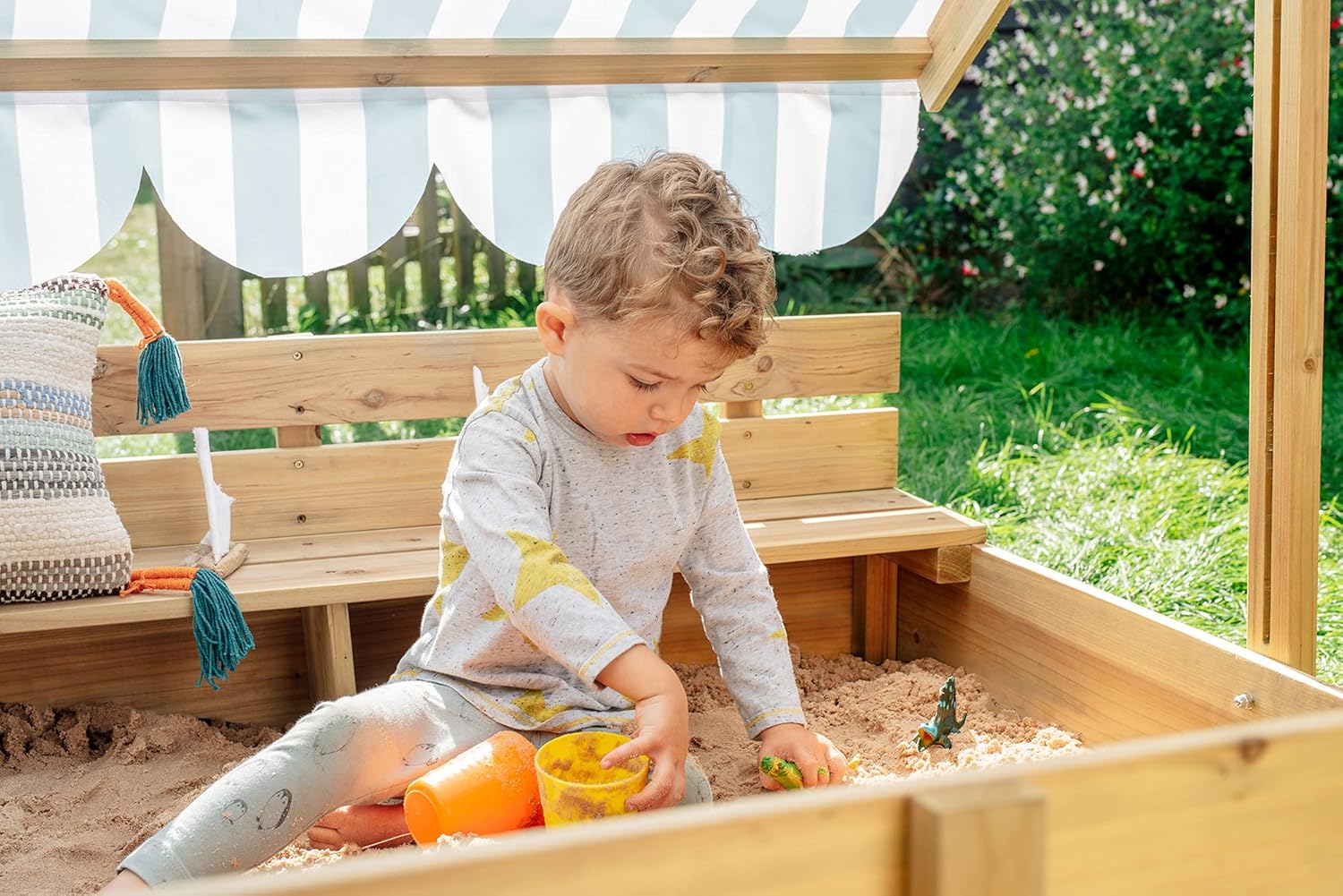 Plum Wooden Sandpit with Canopy - Natural Plum Wooden Sandpit with Canopy - Natural