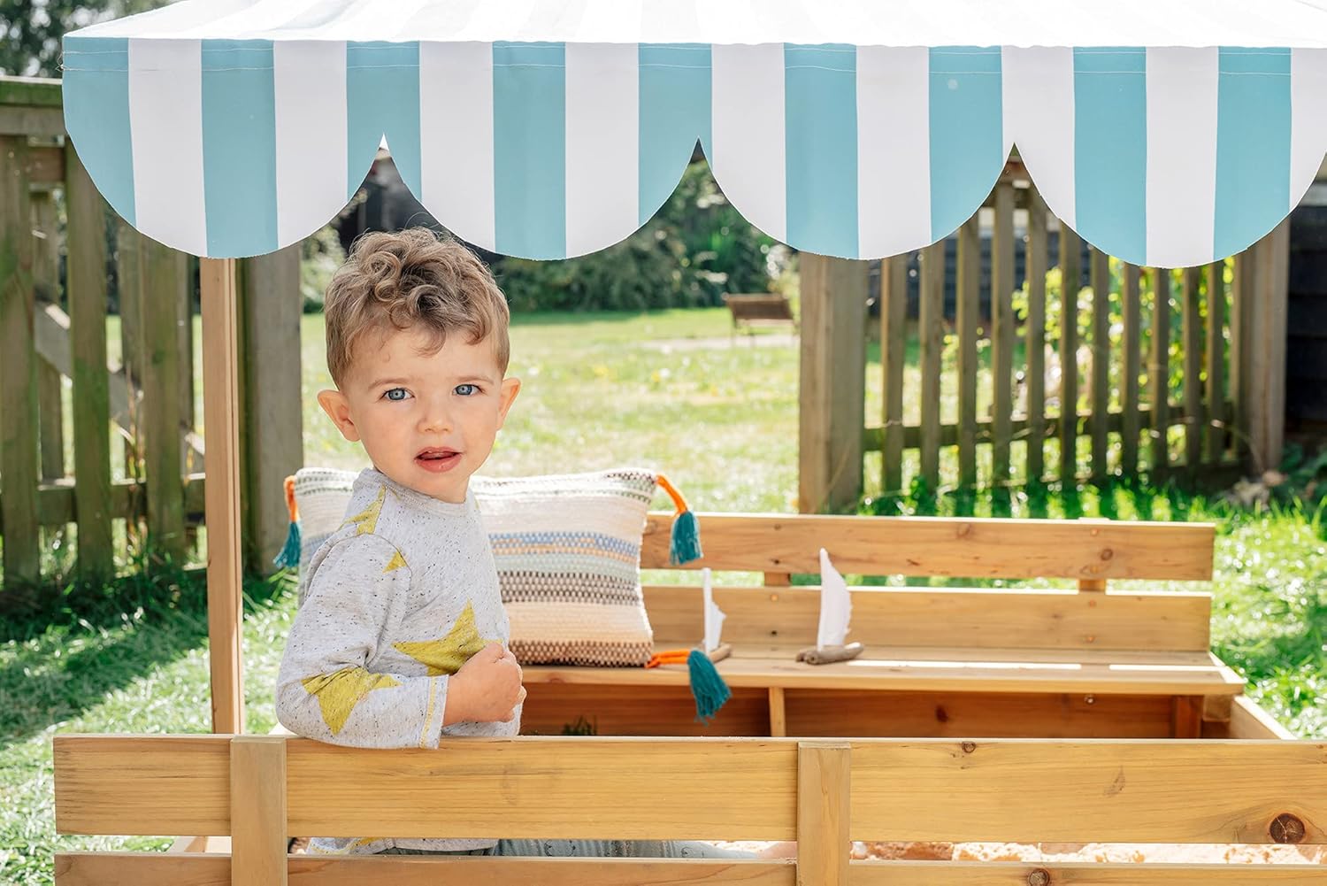 Plum Wooden Sandpit with Canopy - Natural Plum Wooden Sandpit with Canopy - Natural