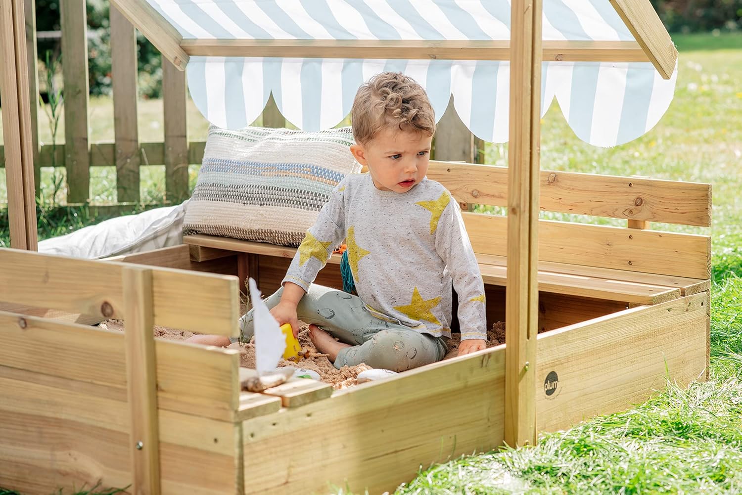 Plum Wooden Sandpit with Canopy - Natural Plum Wooden Sandpit with Canopy - Natural